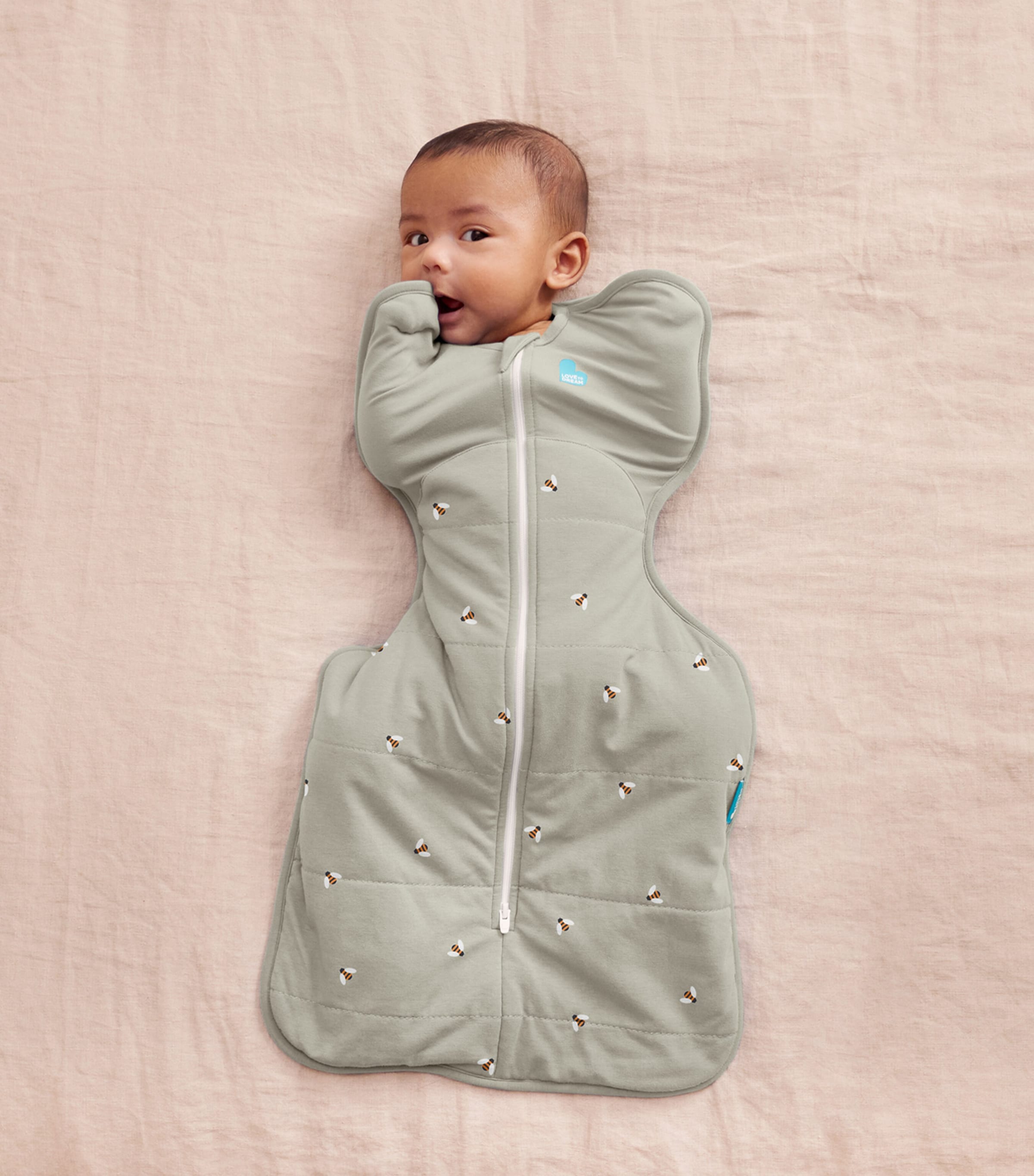 2.5 Tog Stretch-Cotton Bee Swaddle (Newborn) OLIVE Image 2