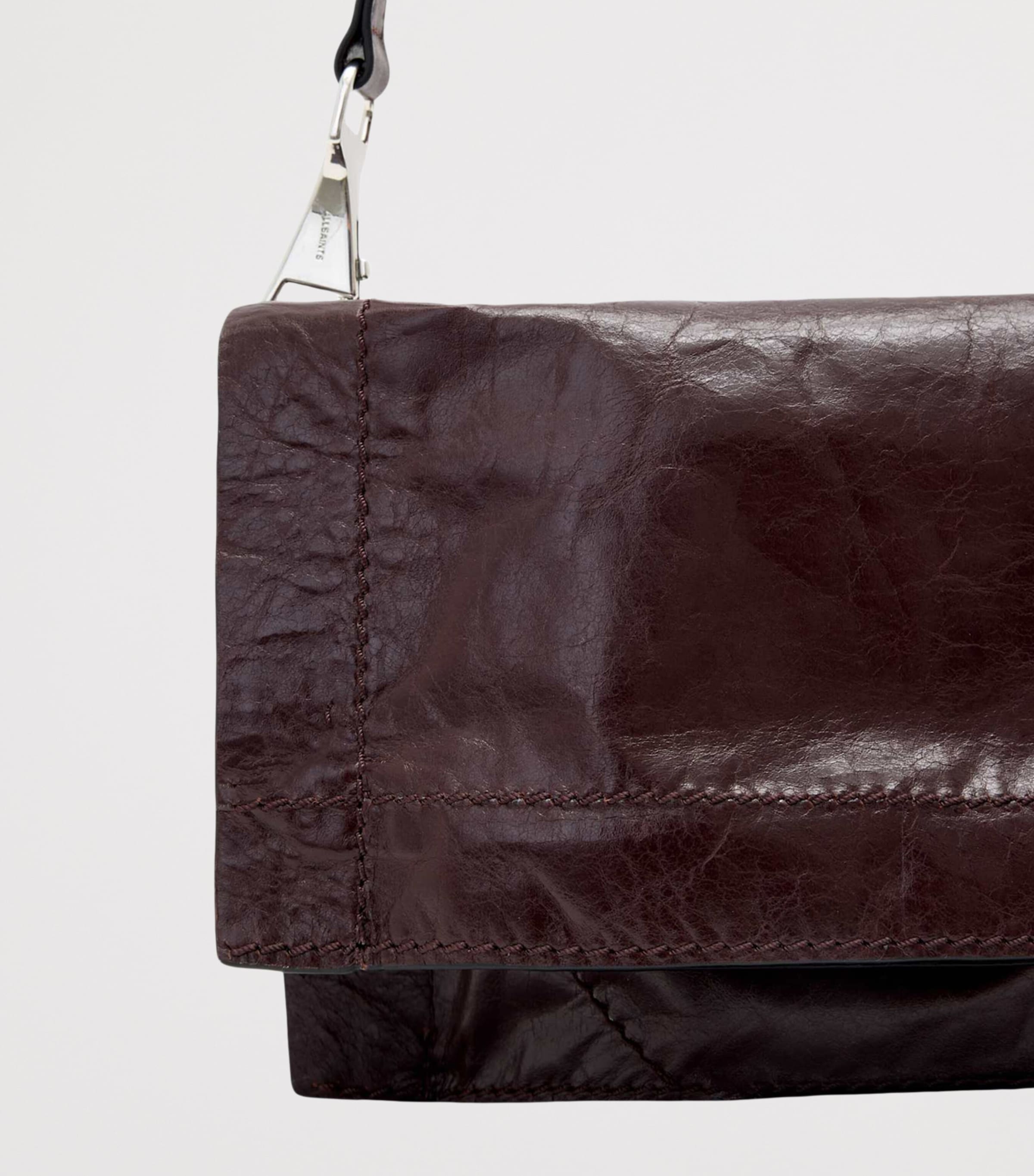AllSaints Small Leather Lutece Cross-Body Bag Burgundy Red Image 3