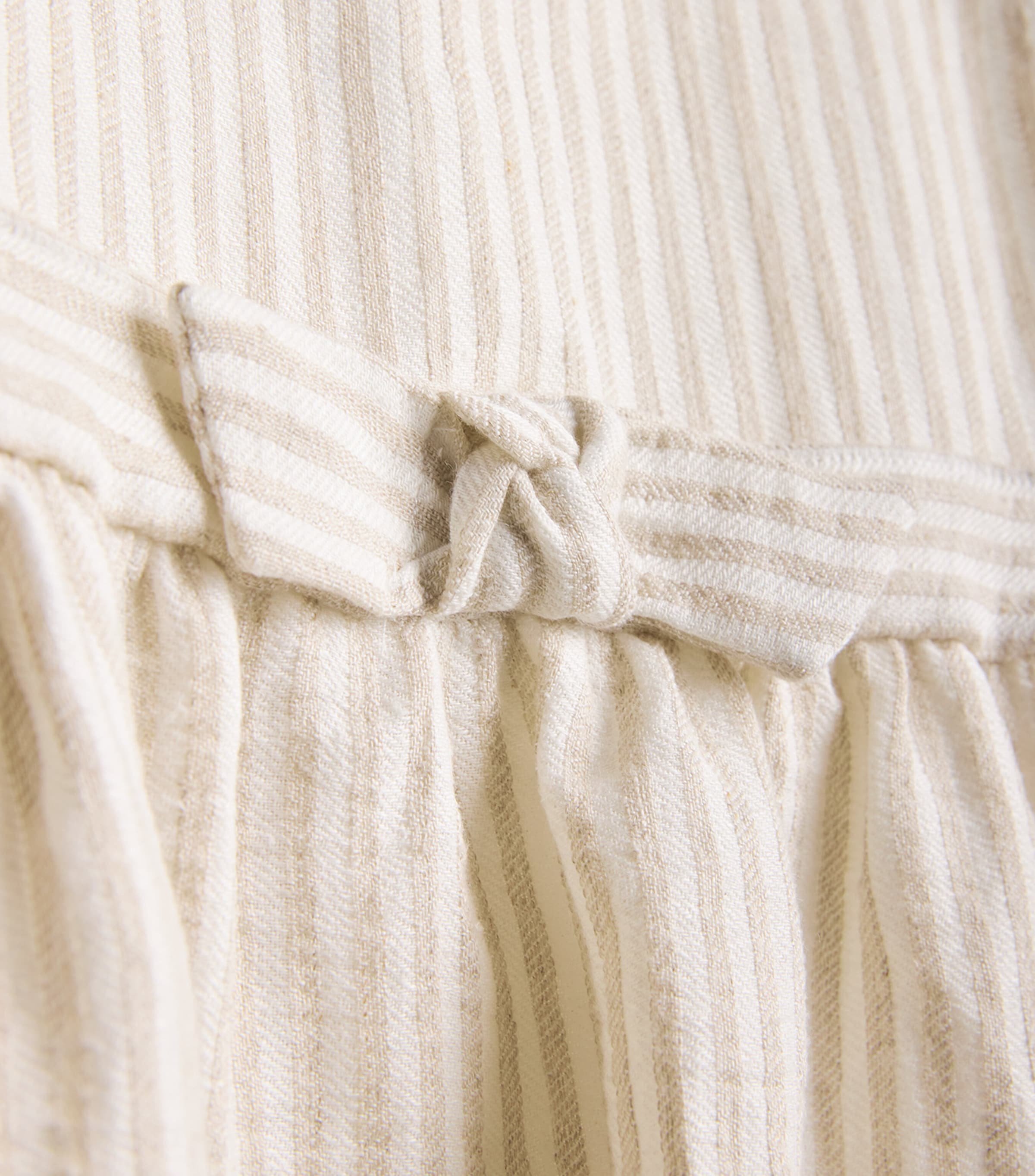 Il Gufo Linen Striped Dress (4-10 Years) Light Beige Image 3