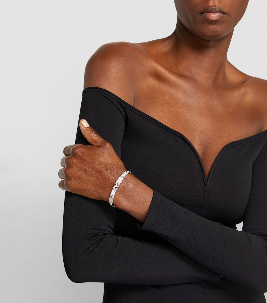 White Gold and Diamond Protected Eye Bangle WHITE Image 2