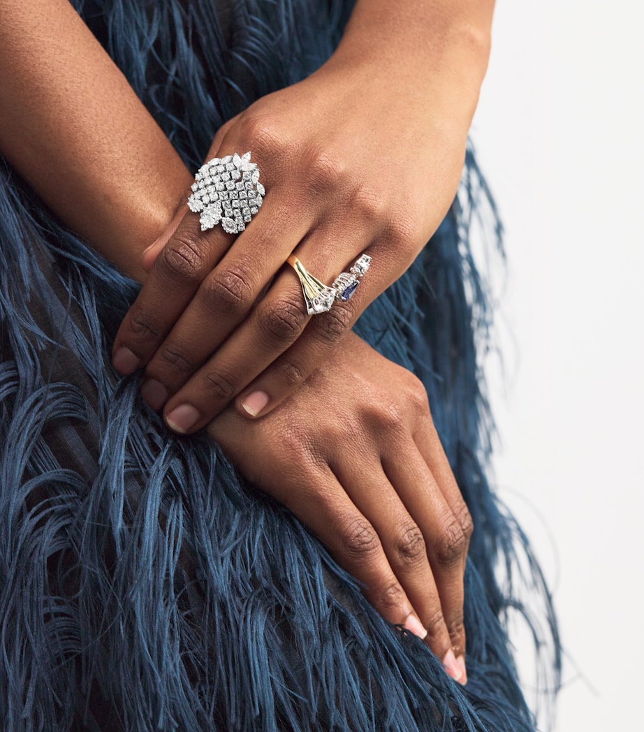 Yeprem White Gold and Diamond Cluster Ring White Gold Image 2