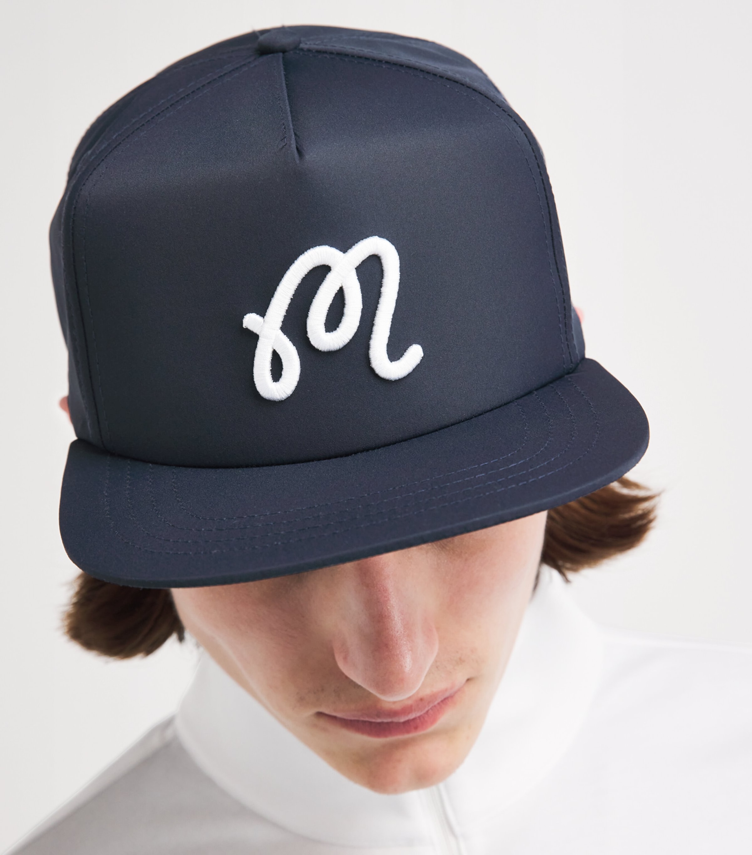 Malbon Mens Embroidered M Snapback Cap Navy Image 2