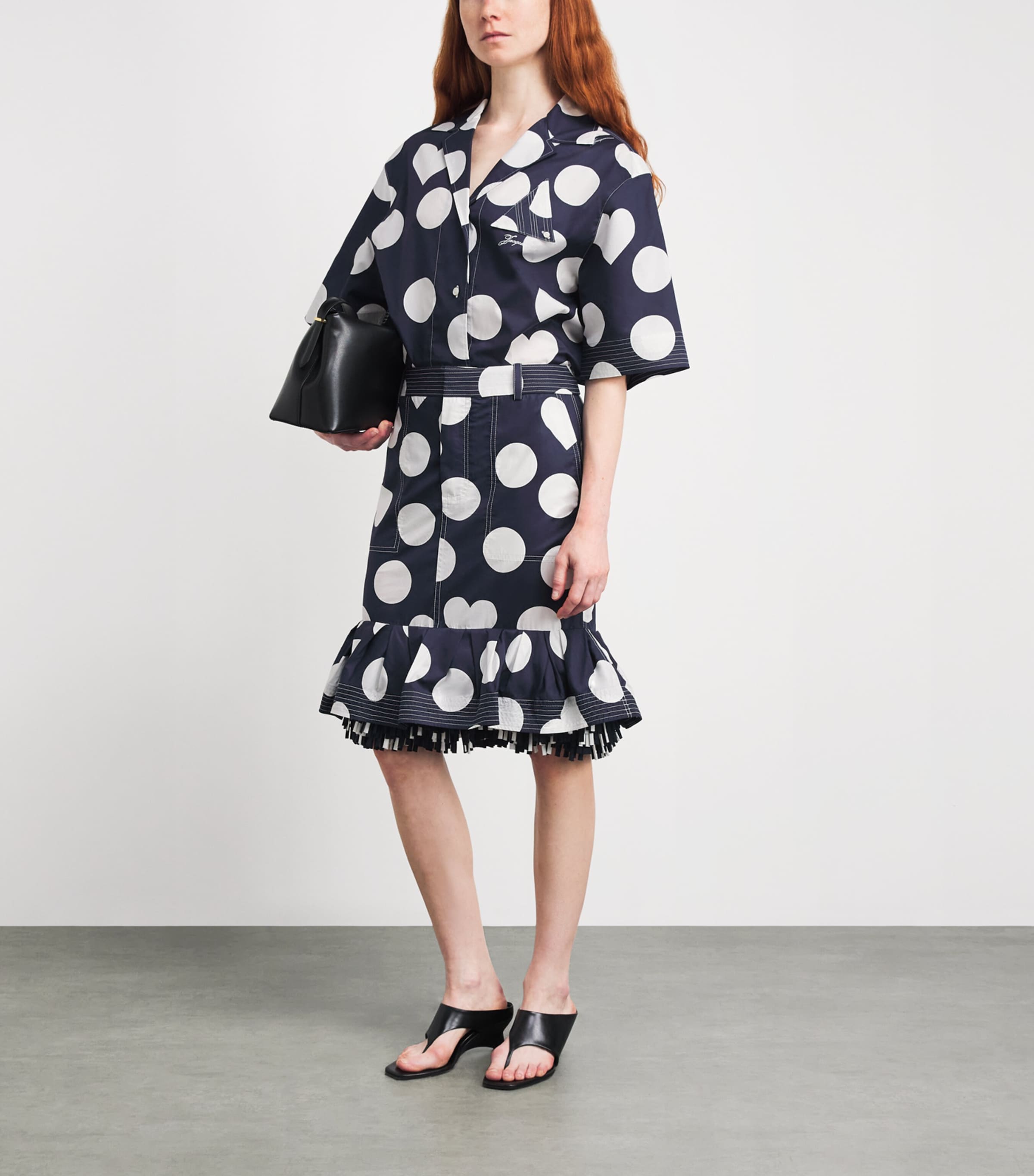 Jacquemus Womens Cotton Polka Dot Cabana Midi Skirt Dots Heart Navy Image 2