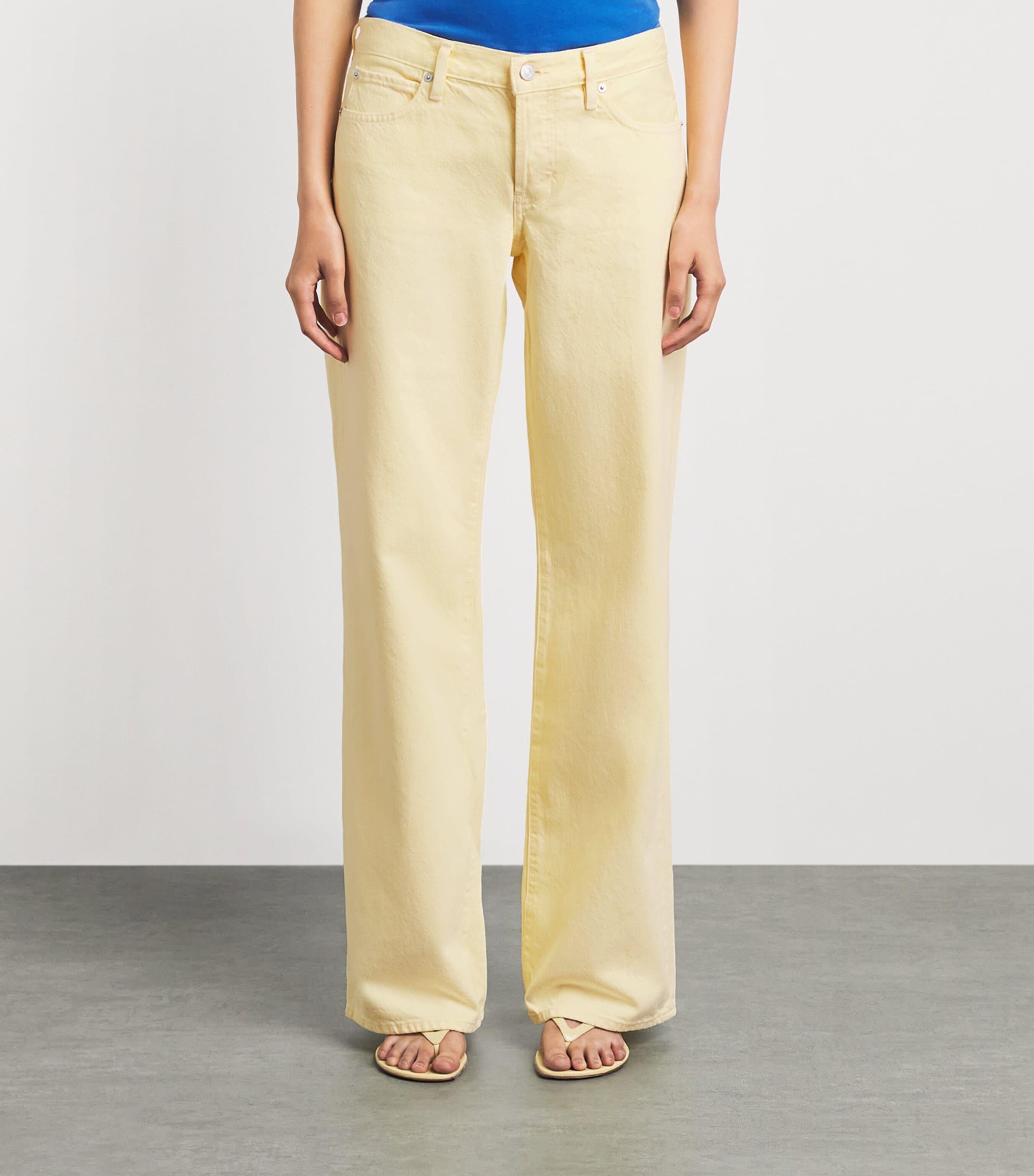 FRAME Womens The Pixie Gray Wide-Leg Jeans Limoncello Image 4