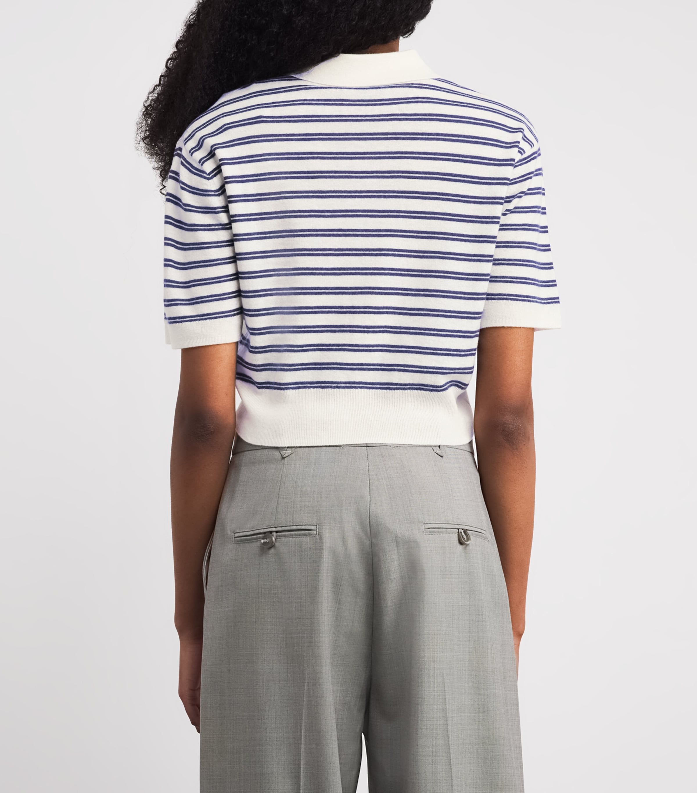 Wool Stripe Polo Sweater DUAL-COLOR Image 4