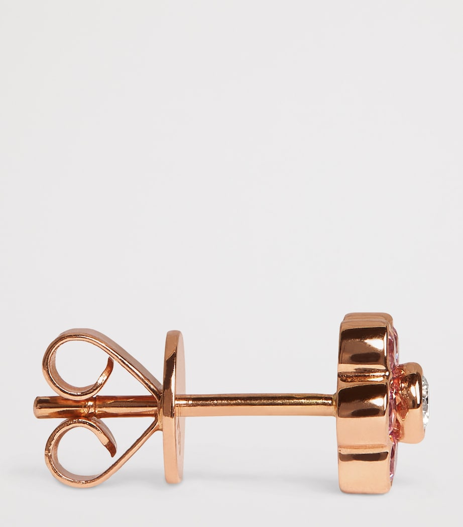 Small Rose Gold, Diamond and Sapphire Flora Stud Earrings ROSE GOLD Image 4