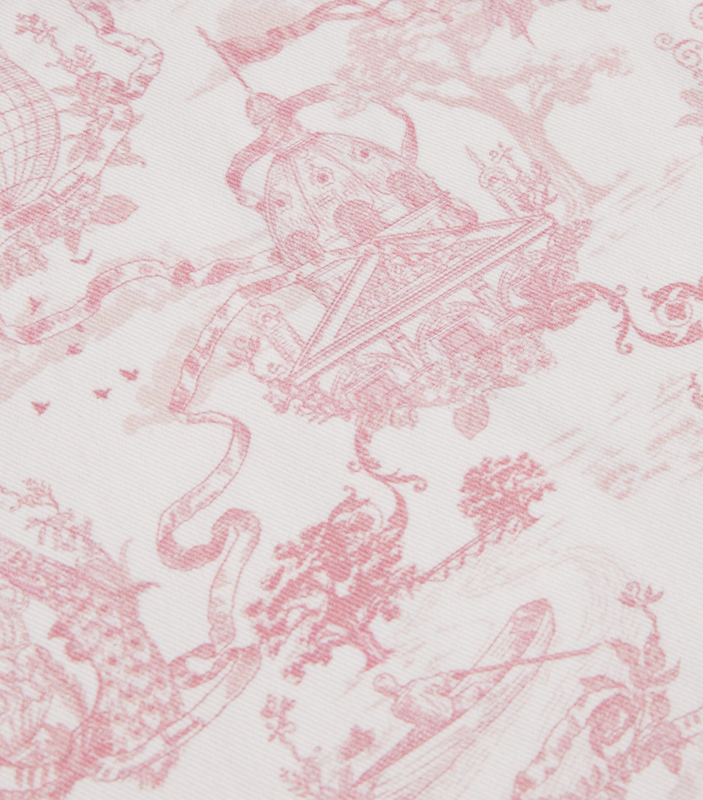 Cotton Embroidered Toile de Jouy Tablecloth (160cm x 240cm) PINK Image 3