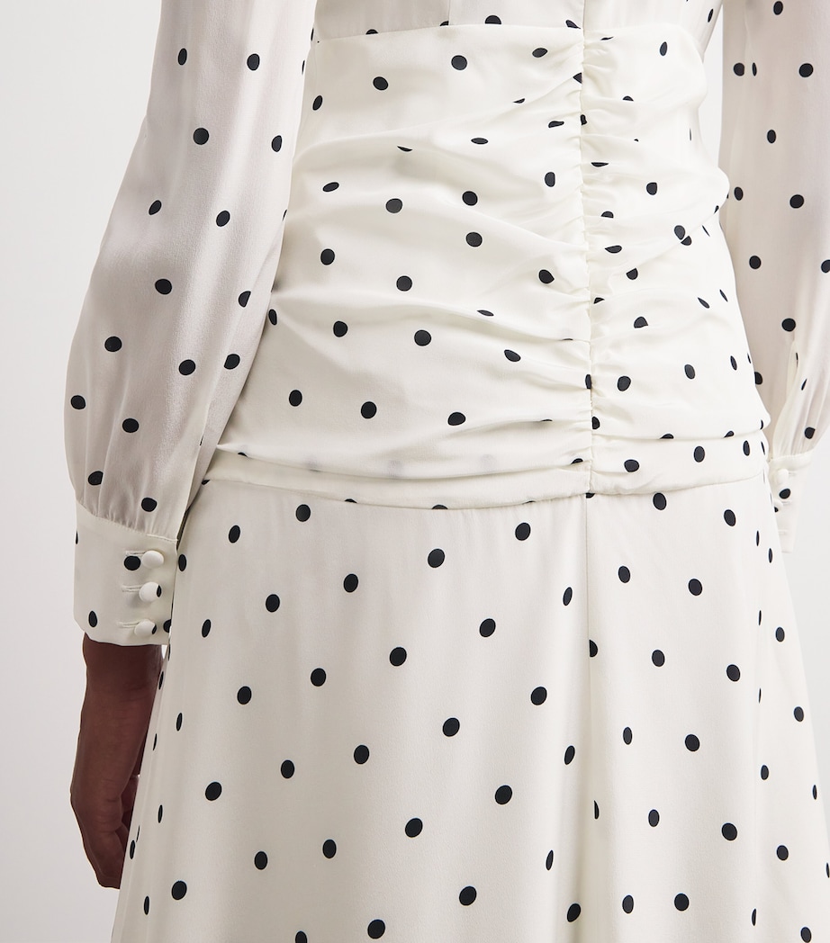 Silk High-Neck Midi Dress 0822 WHITE-NAVY BLUE Image 7