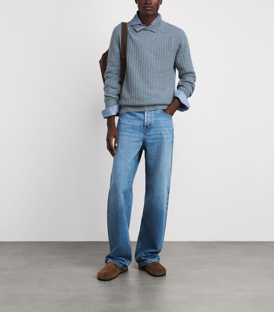 Maurizio Baldassari Mens Cashmere High-Neck Sweater Light Blue Image 2