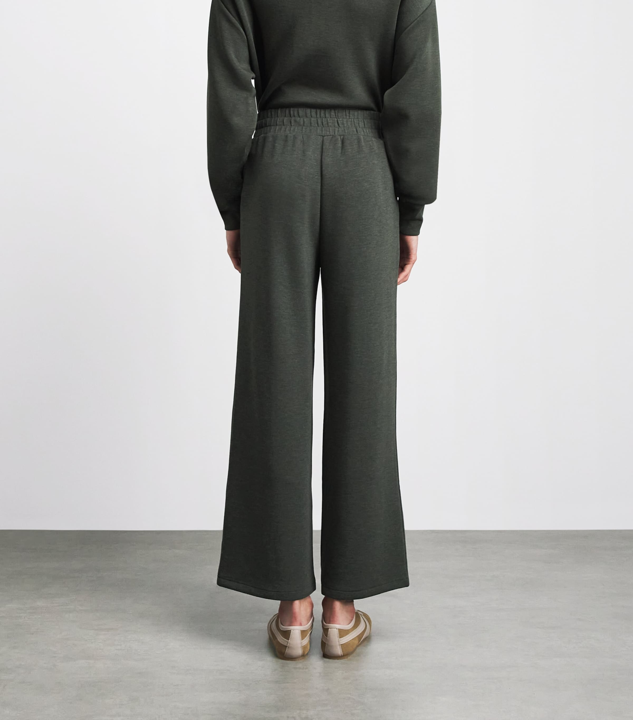Varley Womens DoubleSoft Wide-Leg Sweatpants Olive Marl Image 5
