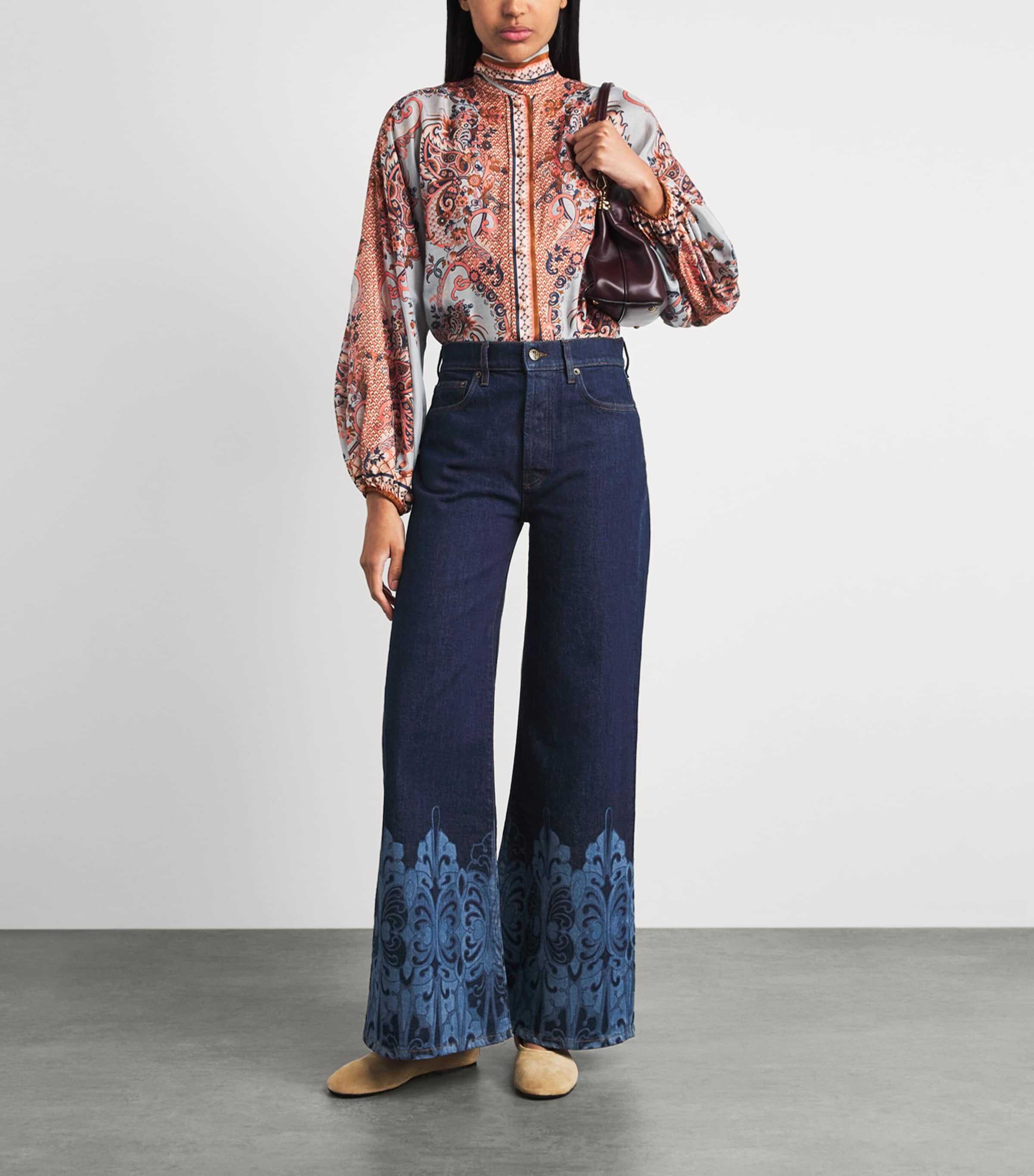 La Doublej Womens Printed Cropped Flared Jeans Cocoon Placée Image 2
