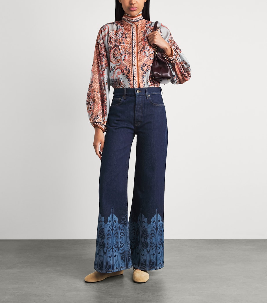 La Doublej Womens Printed Cropped Flared Jeans Cocoon Placée Image 2