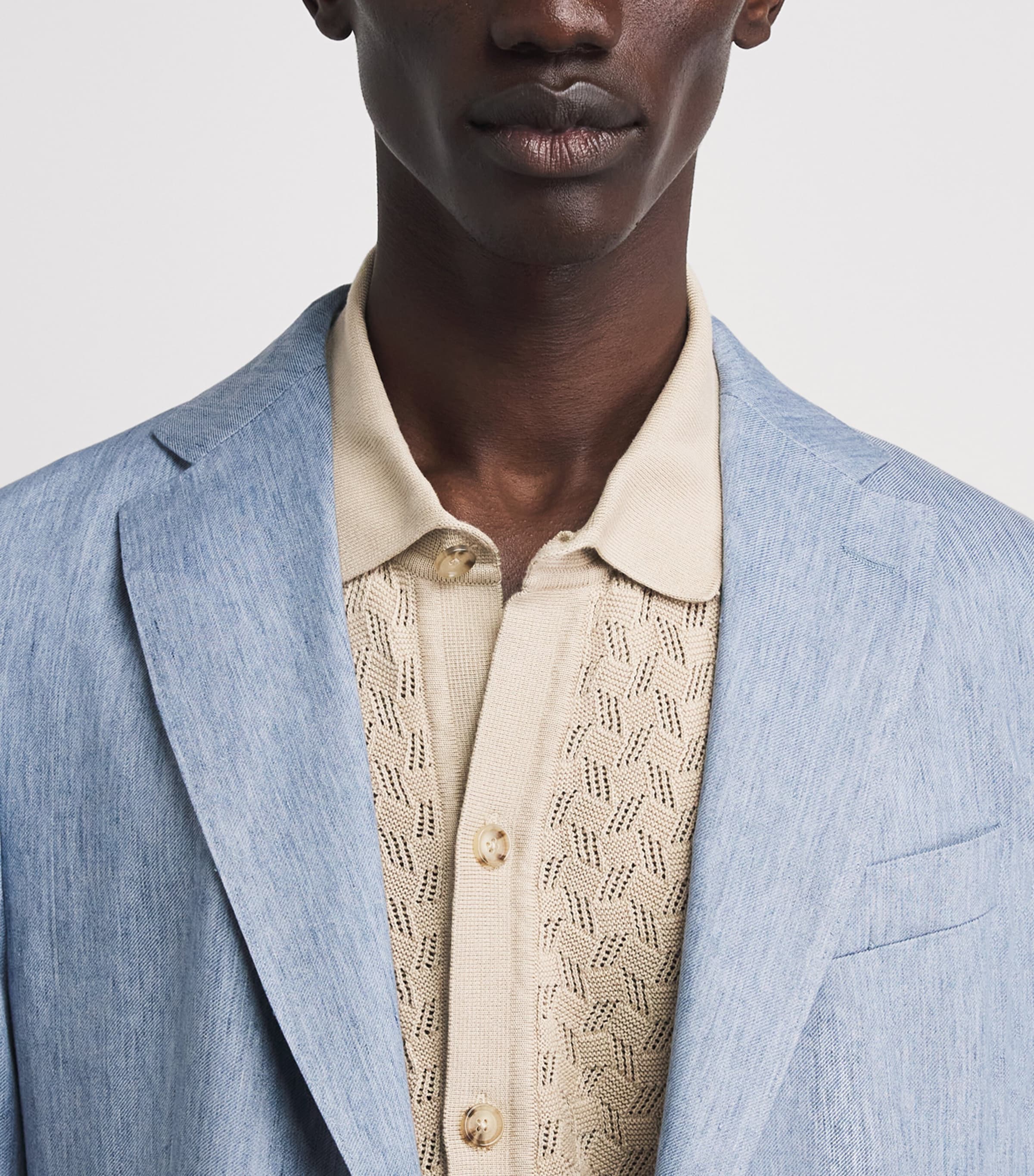 BOSS Mens Linen-Lyocell Hanry Blazer Open Blue Image 3