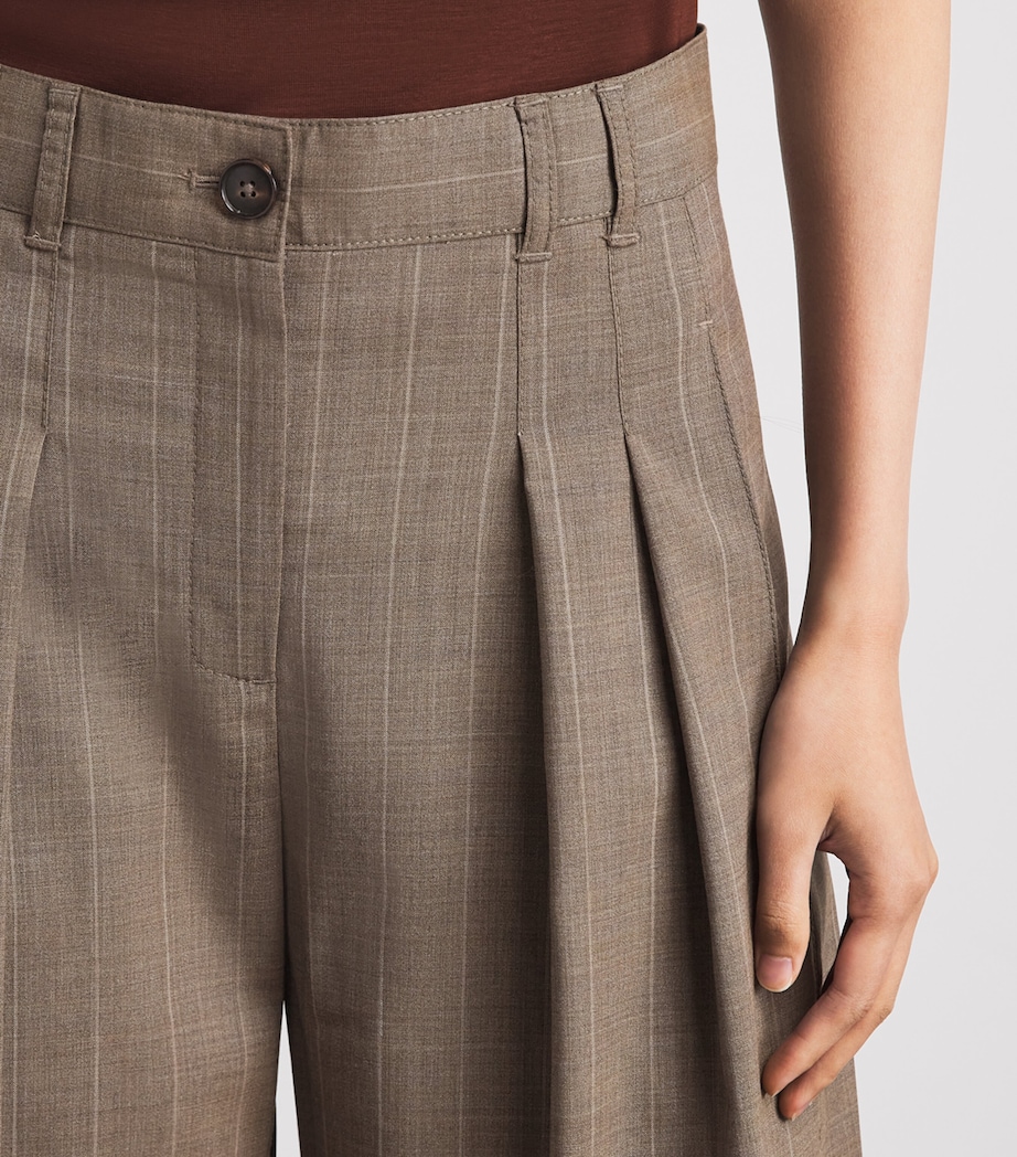 ME+EM Womens Wool Pinstripe Tailored Trousers Mole Image 3