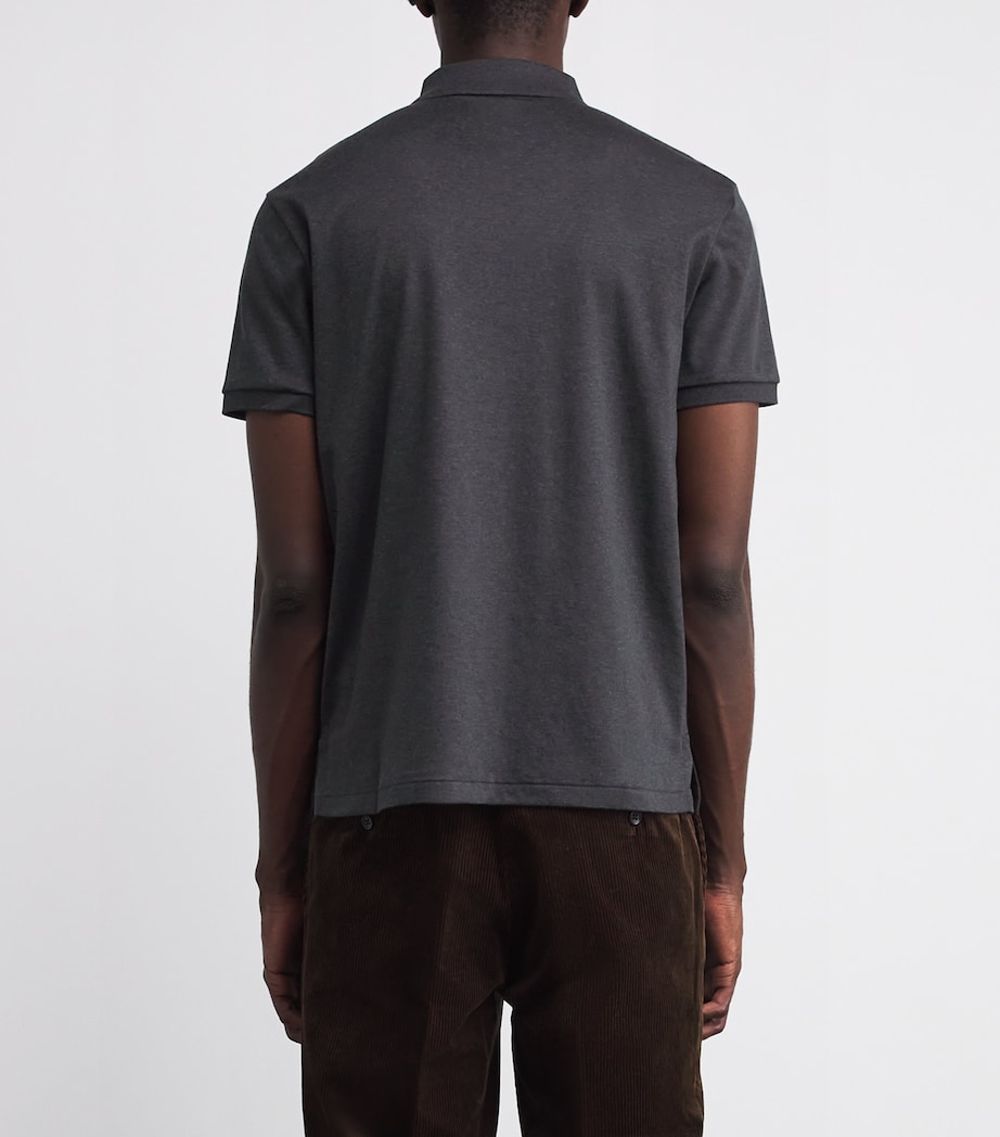 Pima Cotton Slim Fit Polo Shirt BLACK Image 4