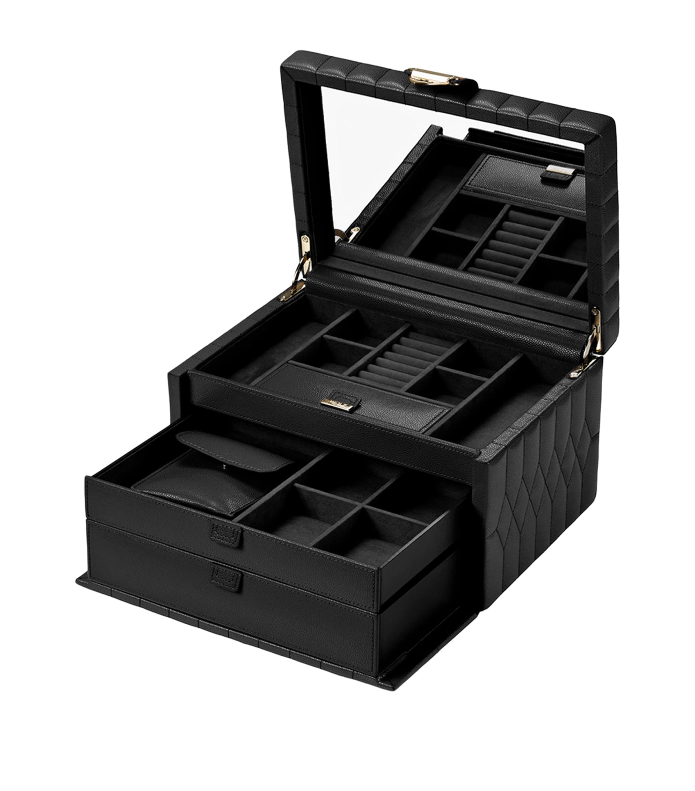 WOLF Medium Lauren Jewellery Box Black Image 4