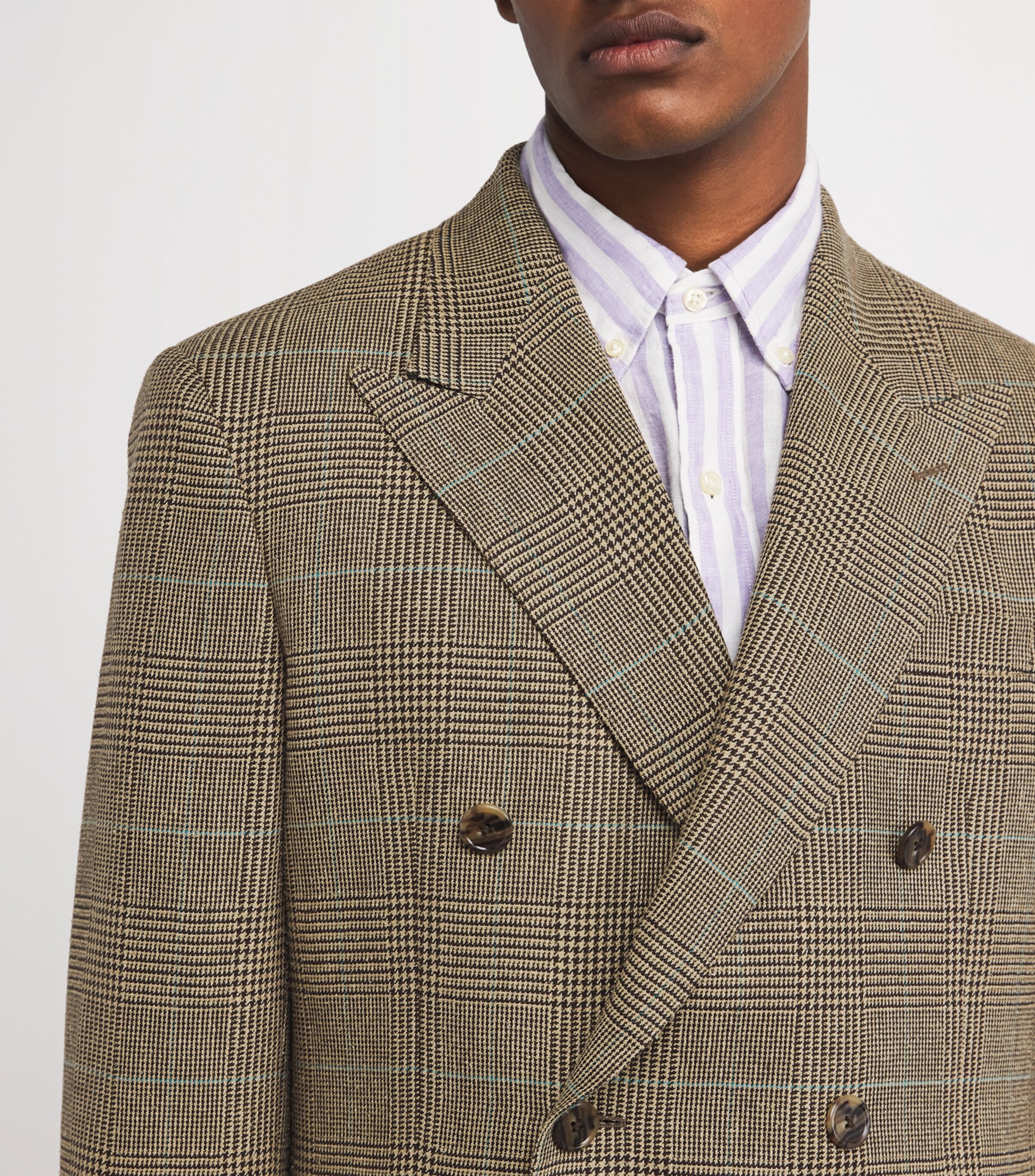 Polo Ralph Lauren Mens Linen-Blend Glenplaid Check Blazer Brown Image 6