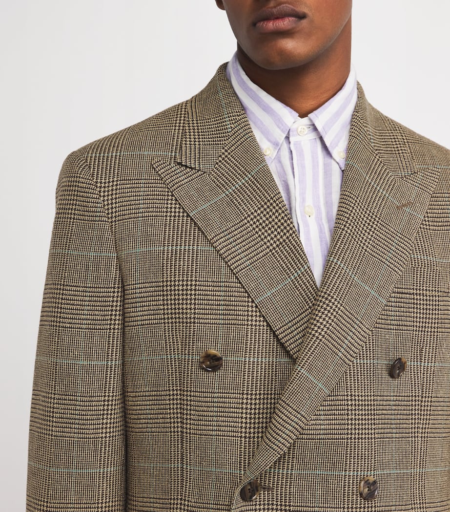 Polo Ralph Lauren Mens Linen-Blend Glenplaid Check Blazer Brown Image 6