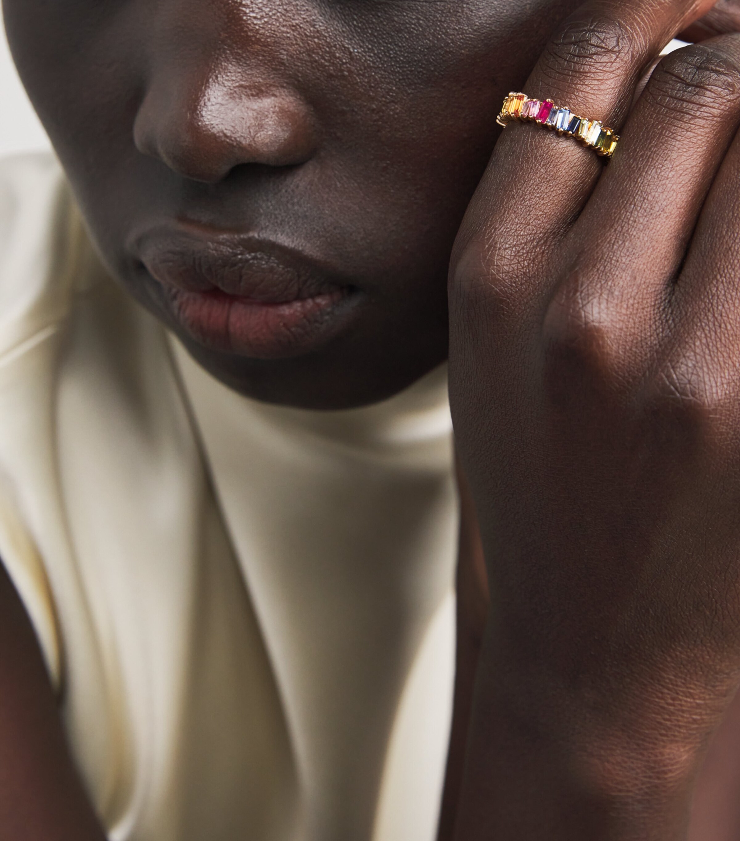 Suzanne Kalan Rose Gold and Rainbow Sapphire Bold Eternity Ring Rg/rs Image 2