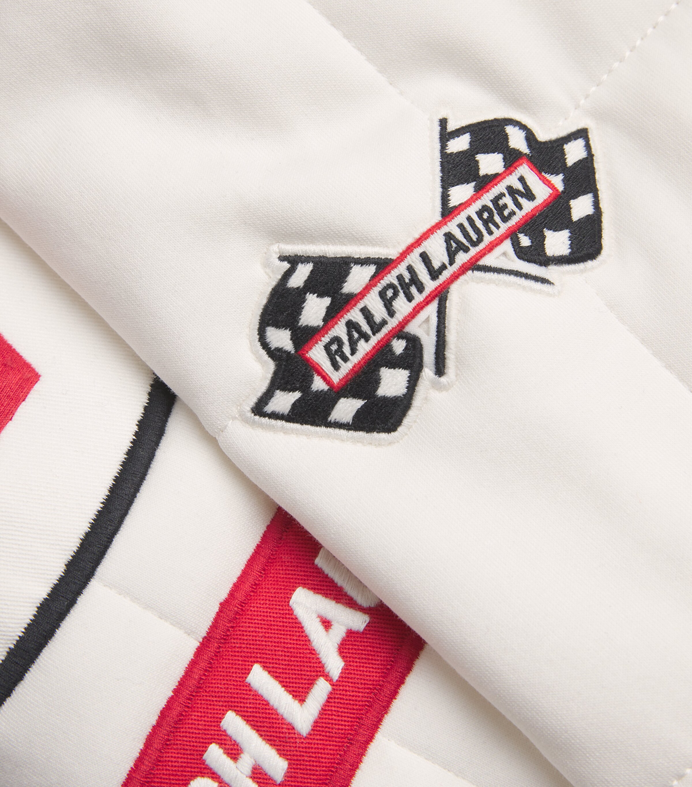 Polo Ralph Lauren Mens Double-Knit Racing Logo Jacket White Image 5