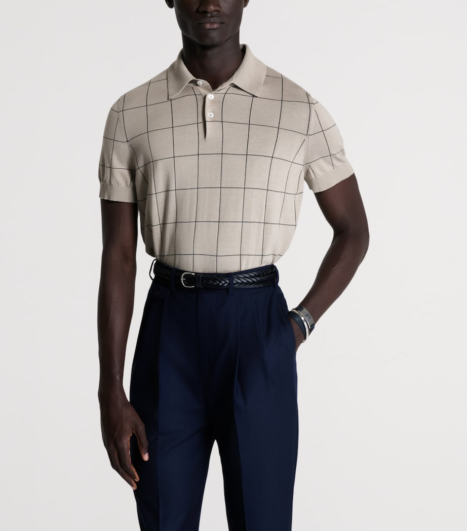 Dunhill Mens Cotton-Mulberry Silk Polo Shirt Sand Image 4