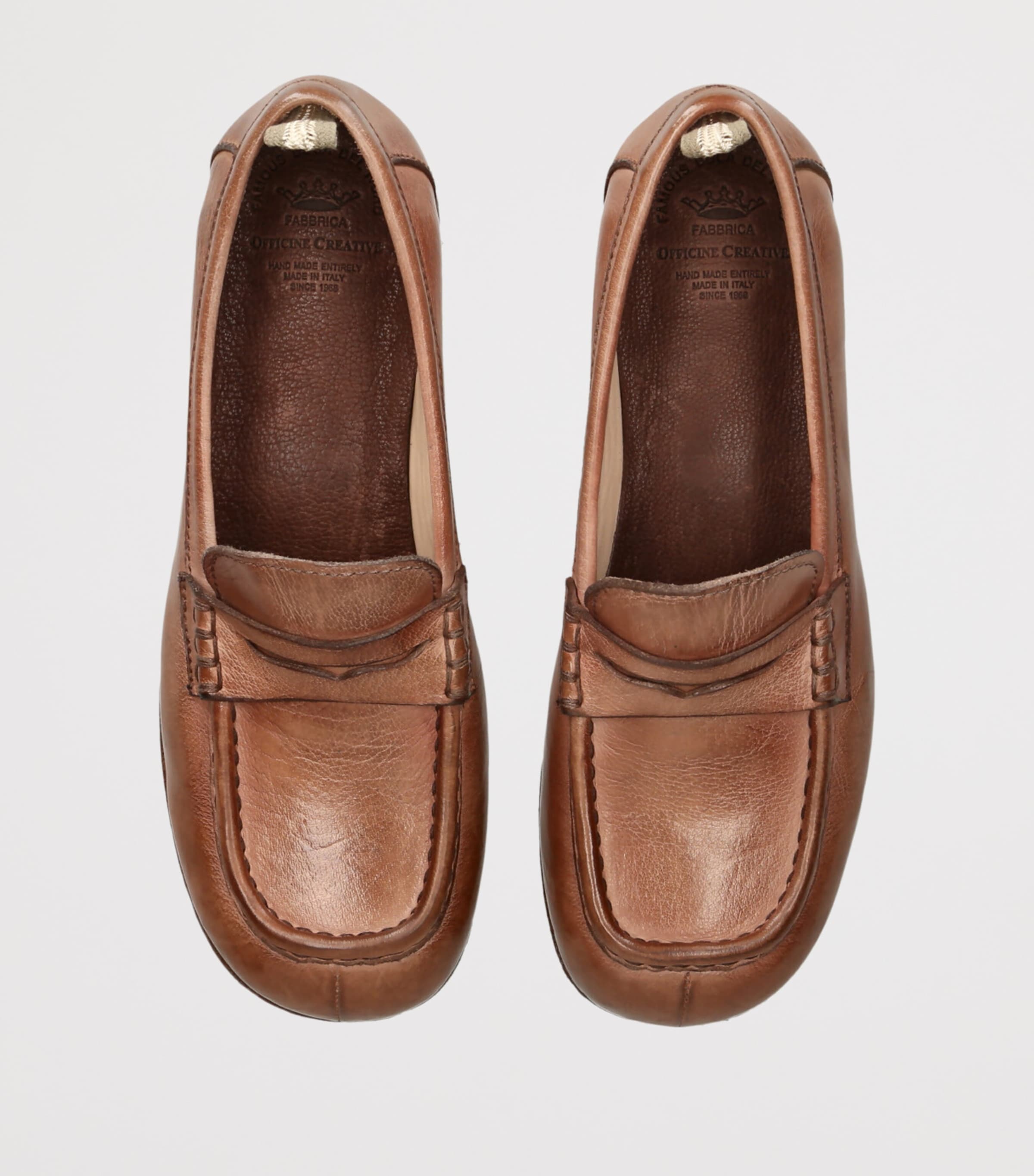 Officine Creative Leather Badge Loafers Tan Image 3