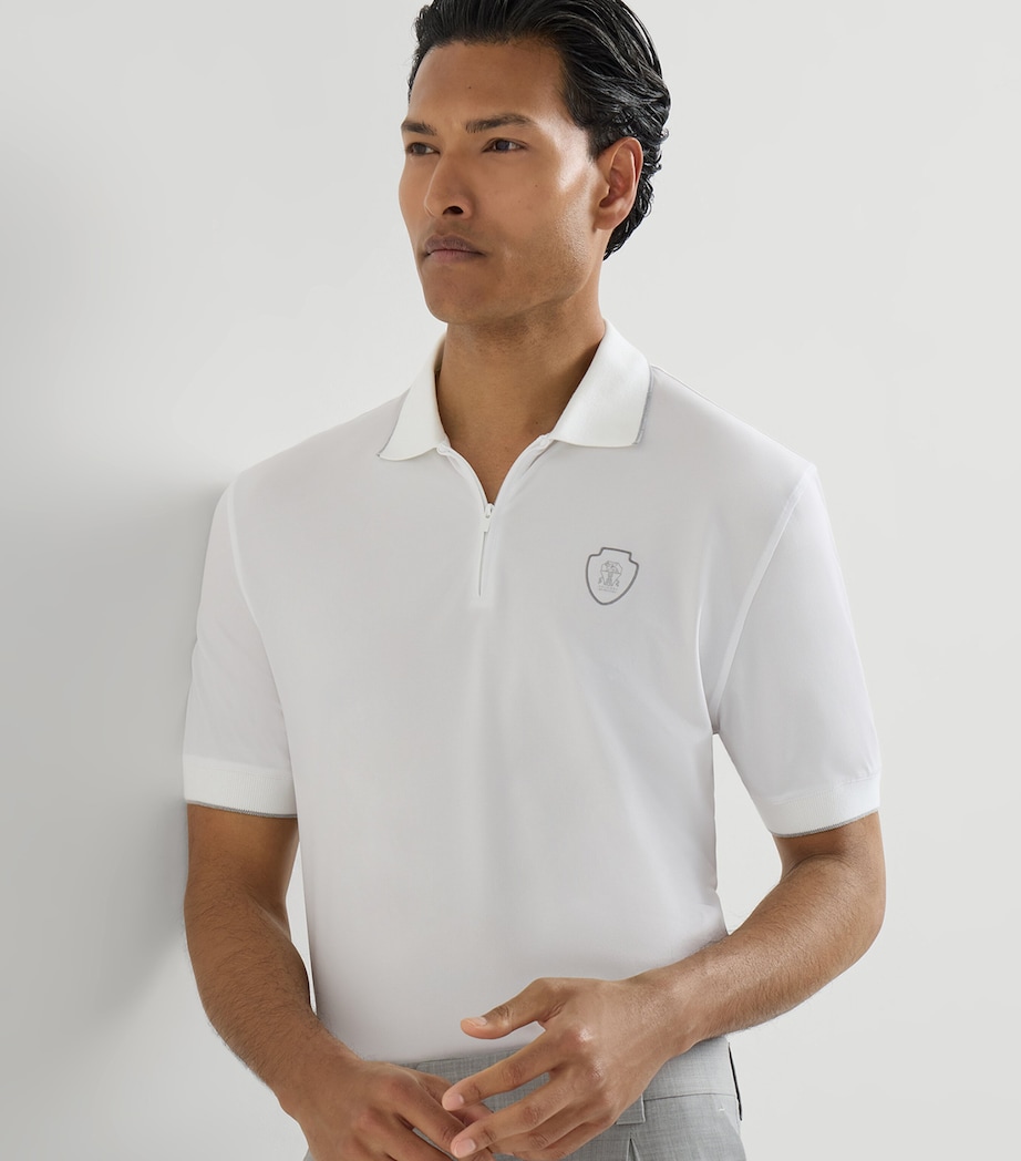 Brunello Cucinelli Mens Technical Zip-Up Polo Shirt Image 4