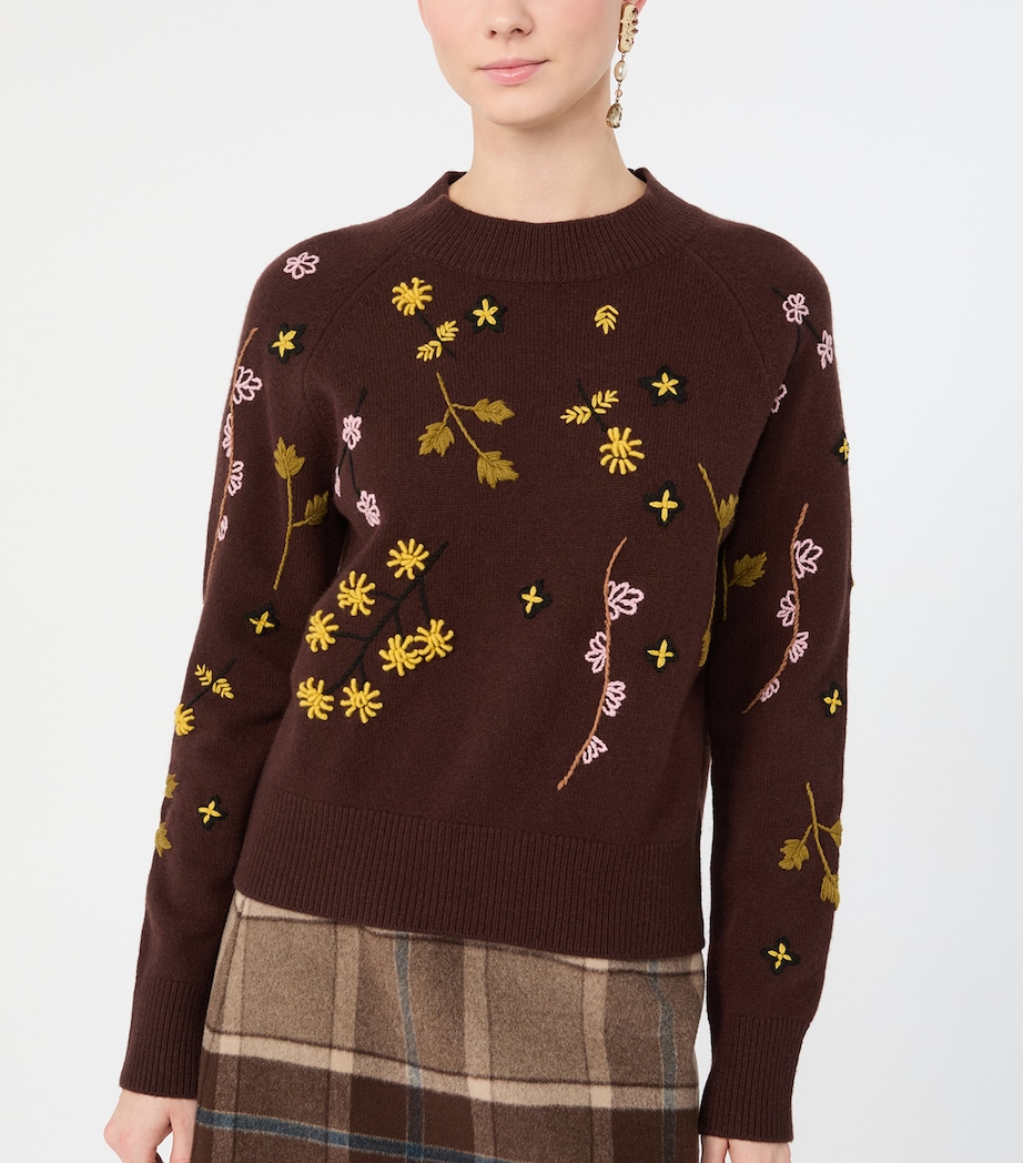Weekend Max Mara Womens Virgin Wool Embroidered Sweater Dark Brown Image 5