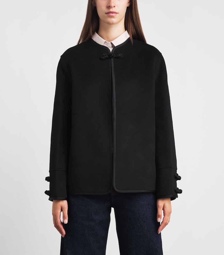 Róhe Womens Double-Faced Wool Pankou-Closure Jacket Black Image 4