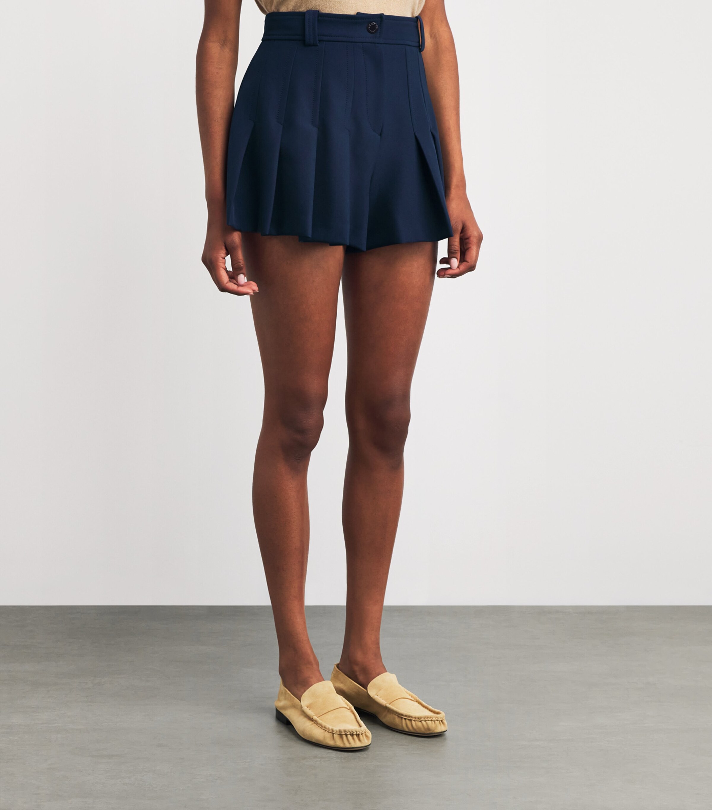 Tailored Pleated Shorts NAVY BLUE Image 3