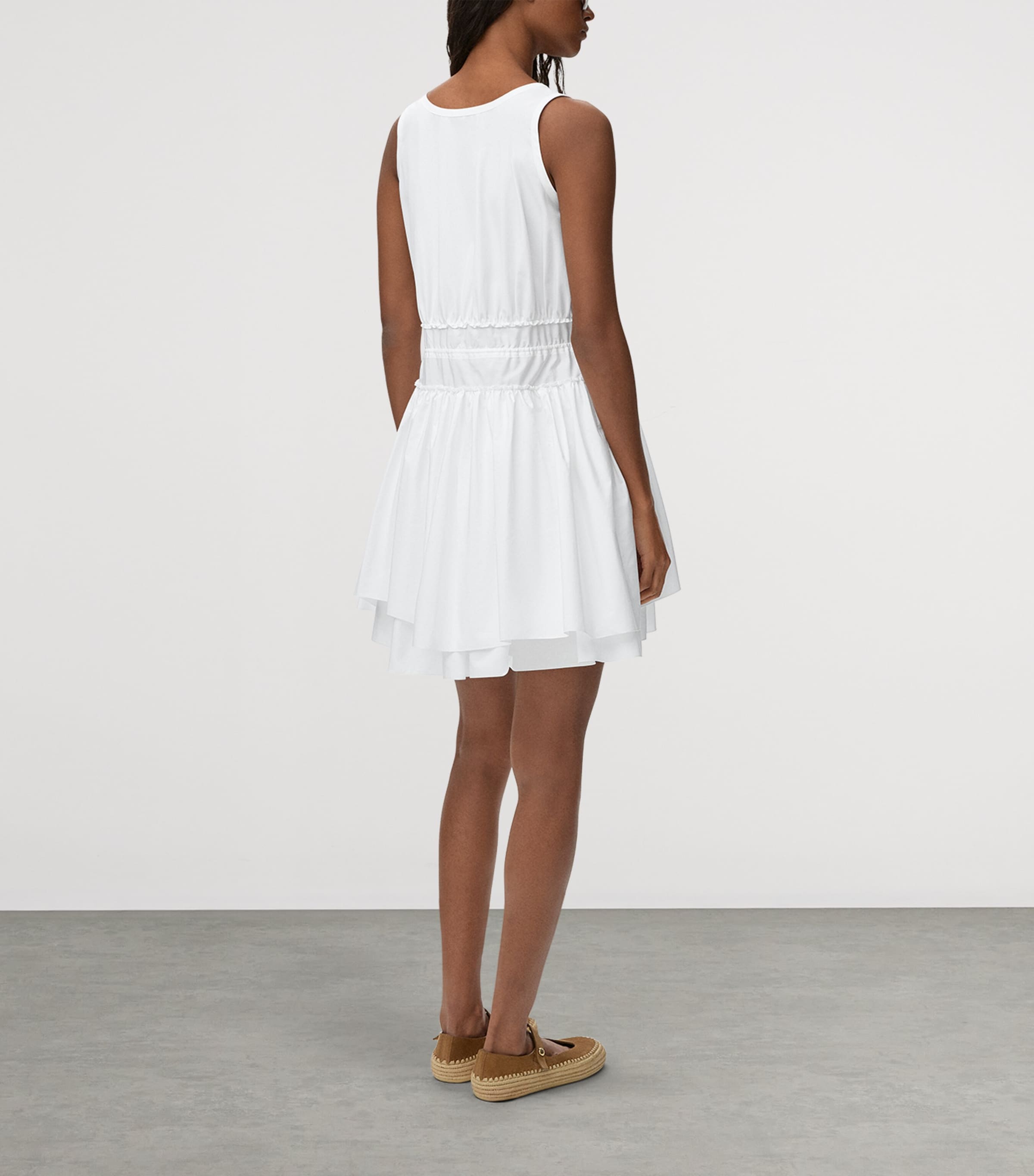 LOEWE Beige x Paula's Ibiza Cotton Poplin Ruched Mini Dress