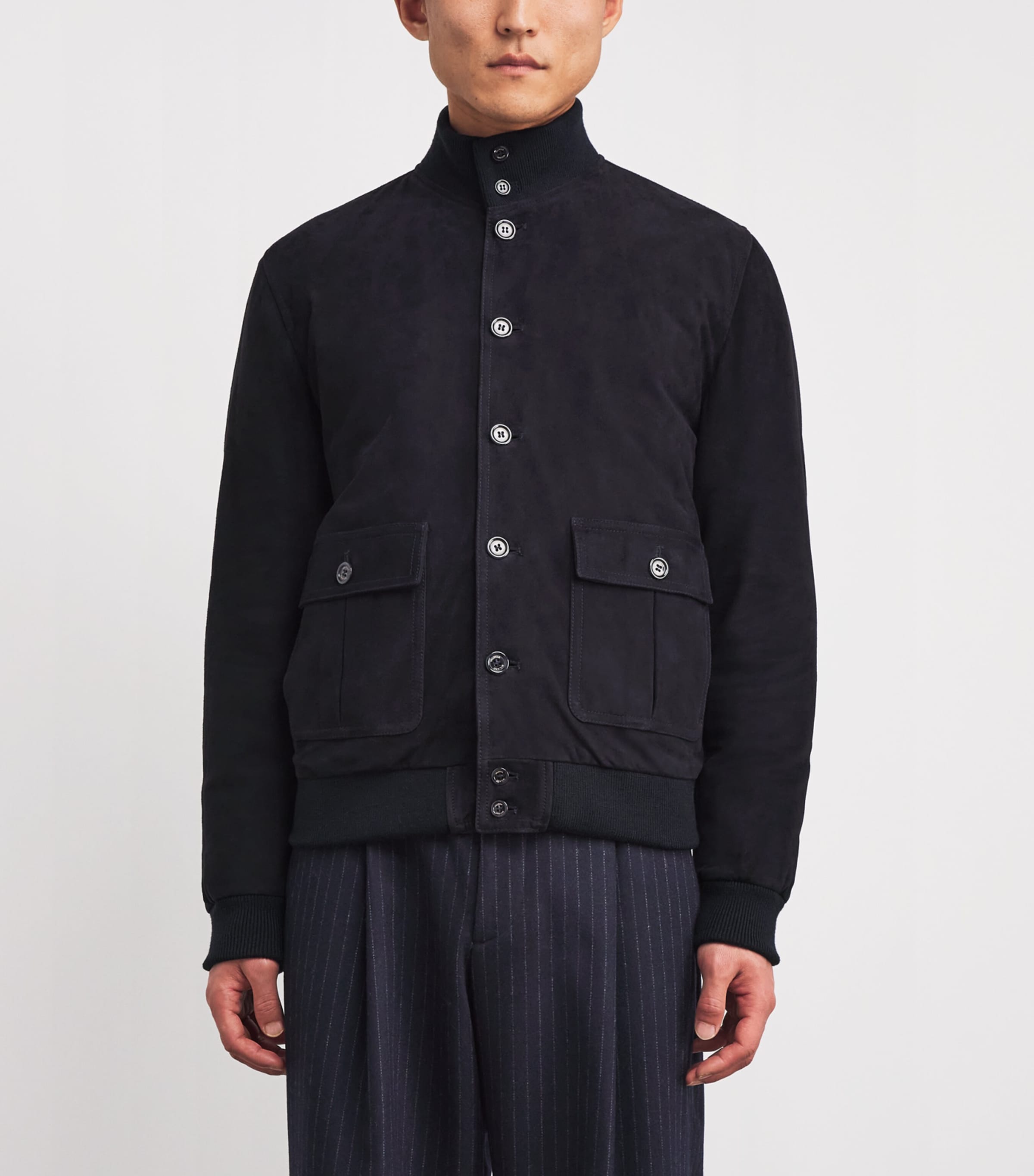 Suede Valstarino Bomber Jacket 0816E DARK BLUE Image 3