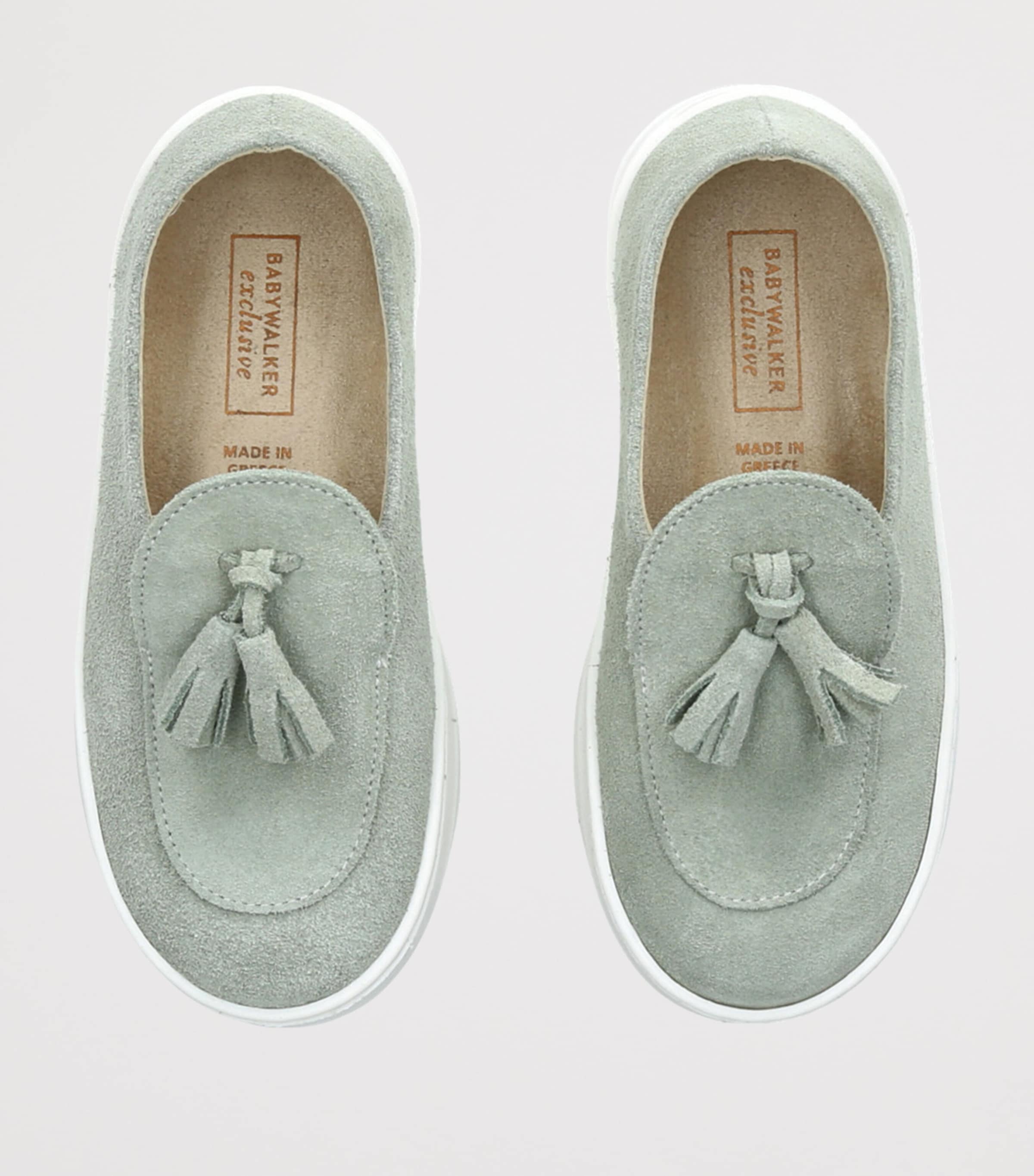 BabyWalker Suede Tassel Loafers Pale Green Image 4