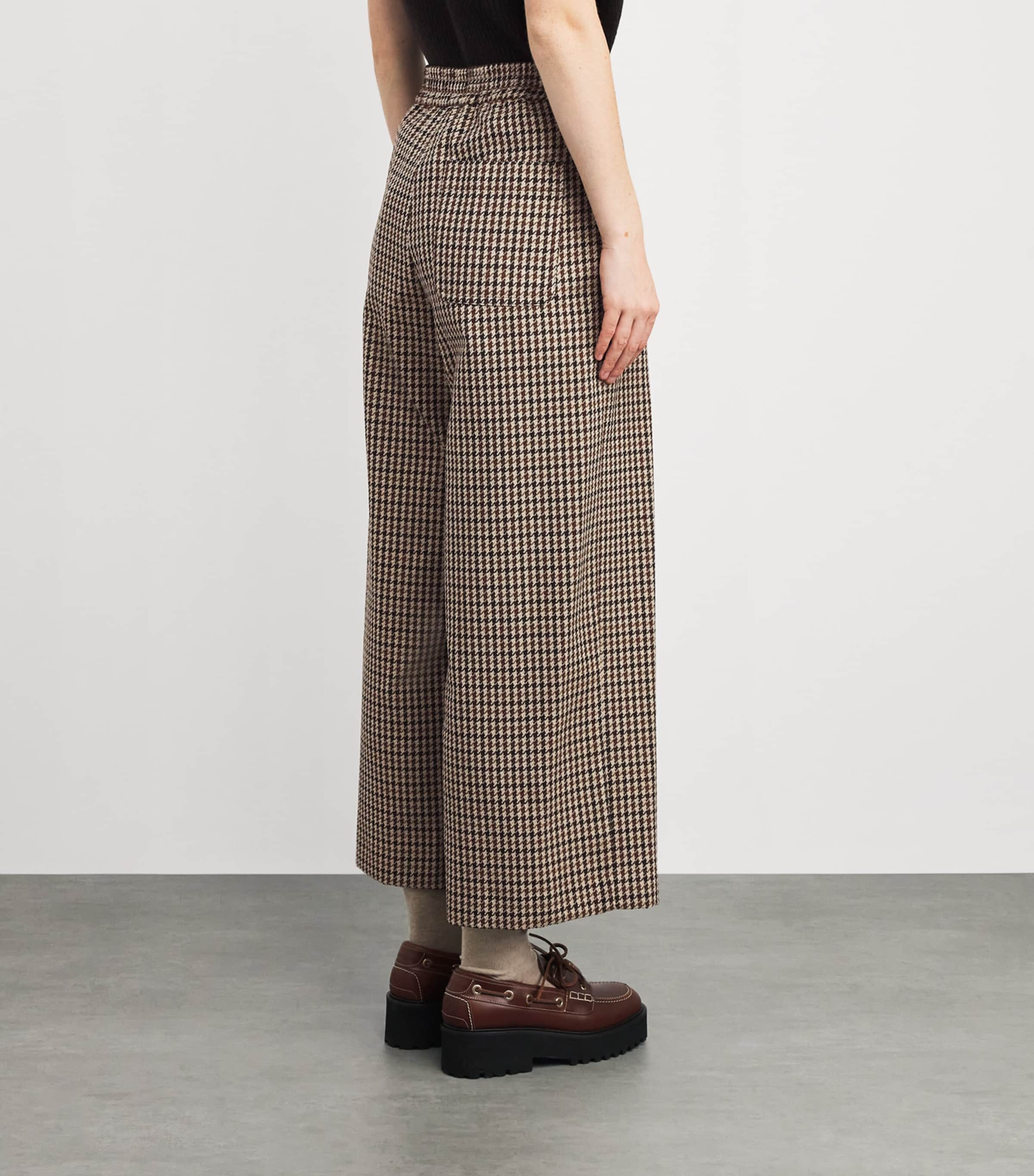 Virgin Wool-Cotton Houndstooth Trousers WINE-COLOURED Image 4