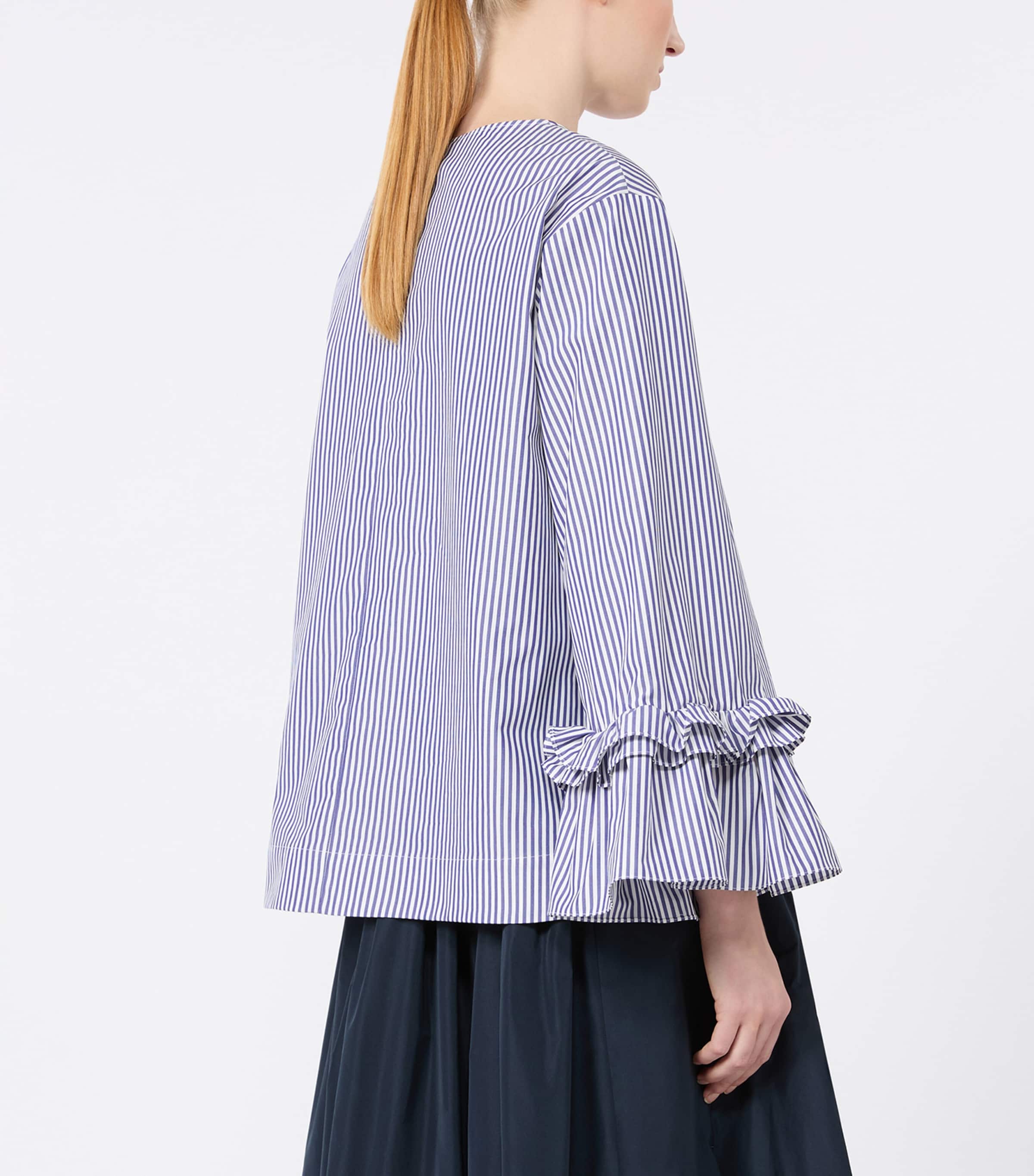 Max Mara Womens Cotton Stripe Blouse Light Blue Image 4