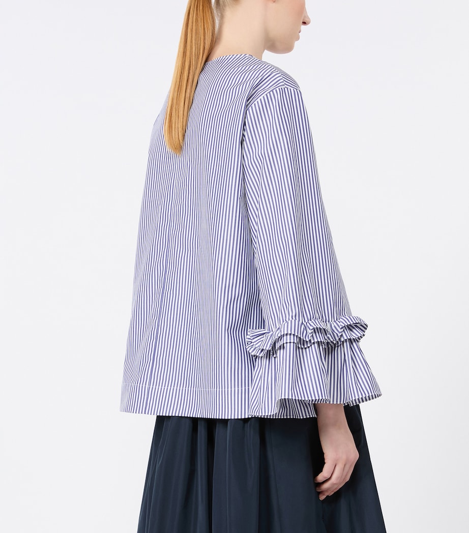 Max Mara Womens Cotton Stripe Blouse Light Blue Image 4