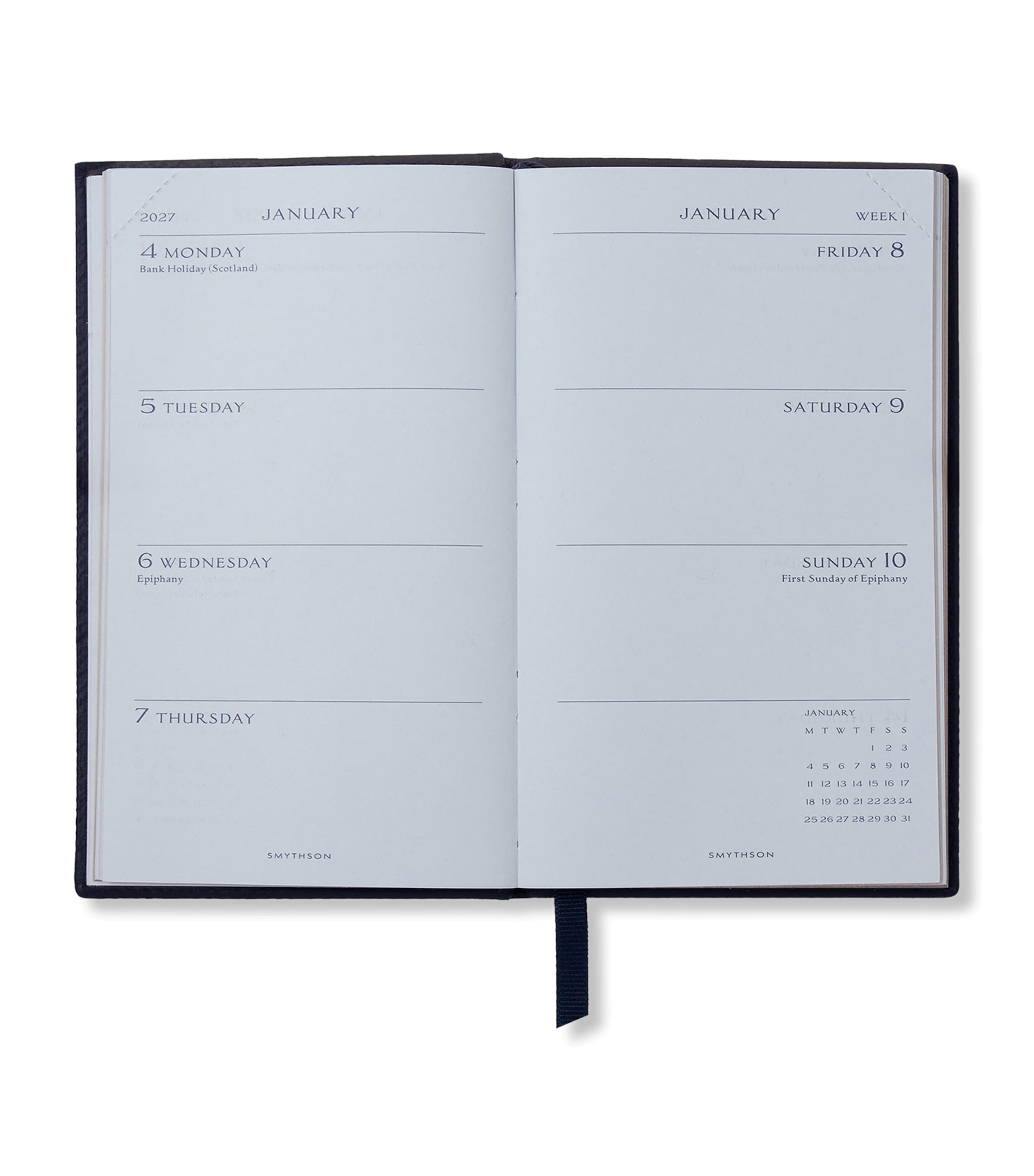 Smythson Leather Panama Weekly Diary 2027 Navy Image 2