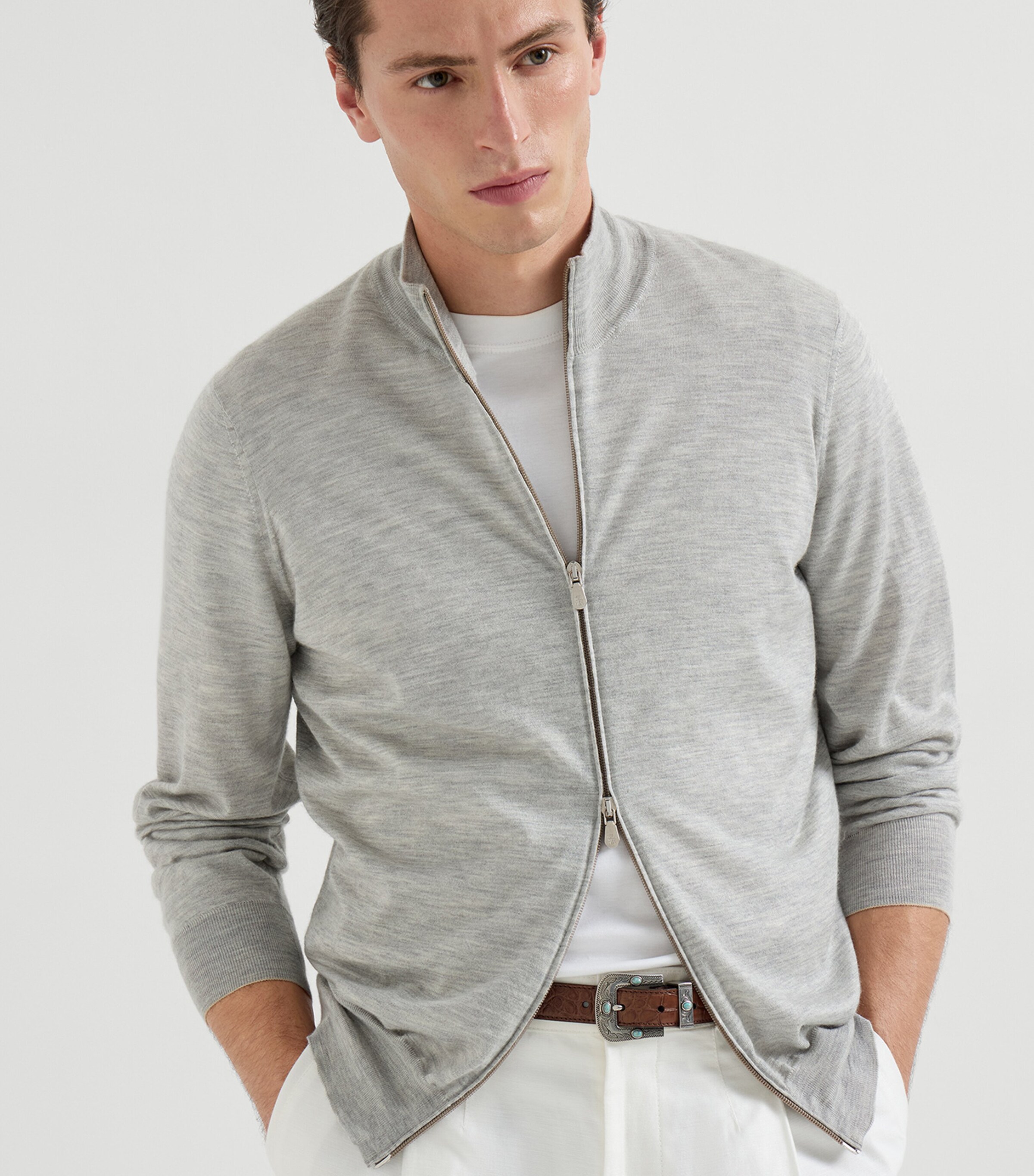 Brunello Cucinelli Mens Cashmere-Silk Cardigan Image 3