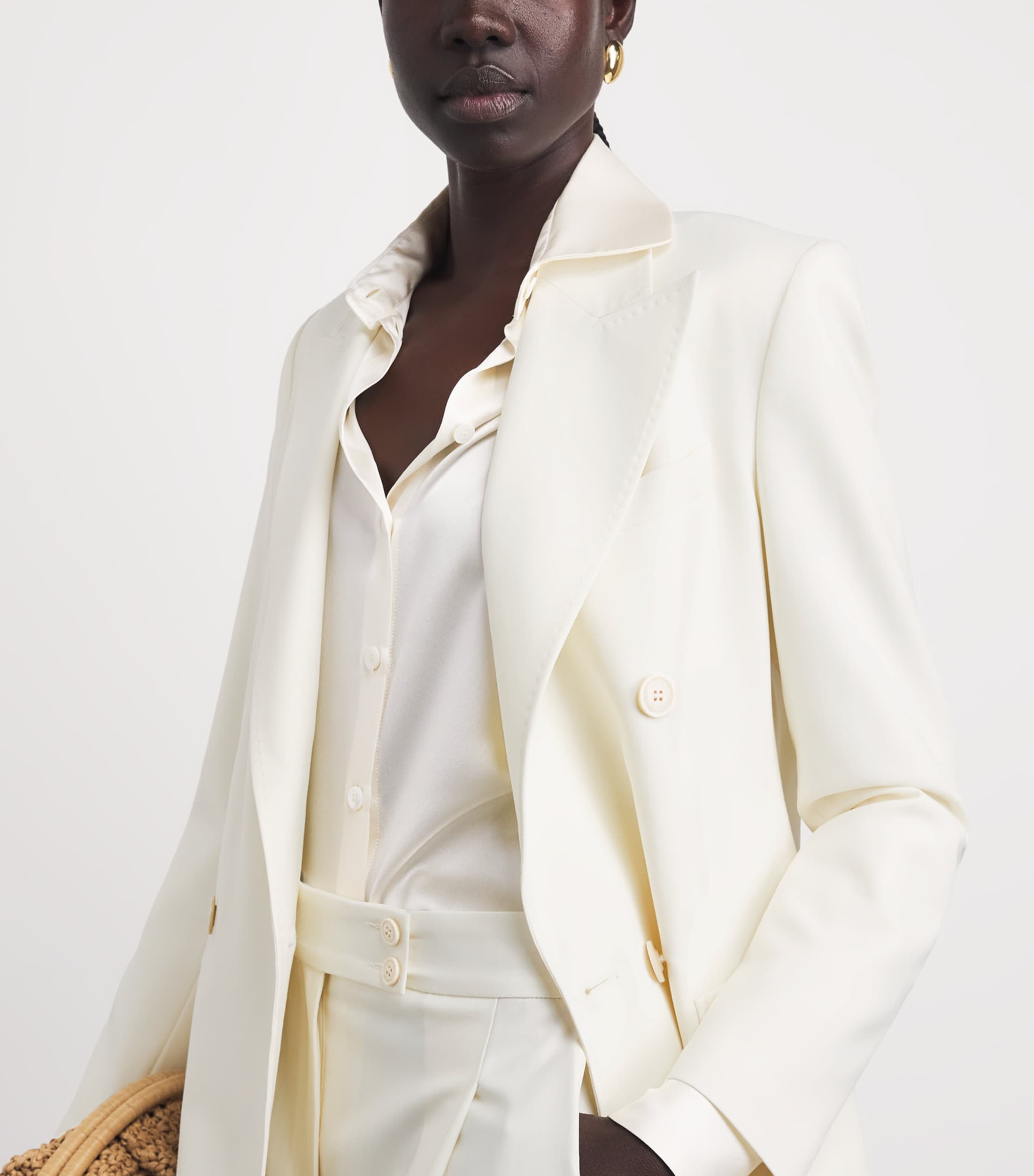 Eleventy Wool-blend Double-breasted Blazer In Neutral