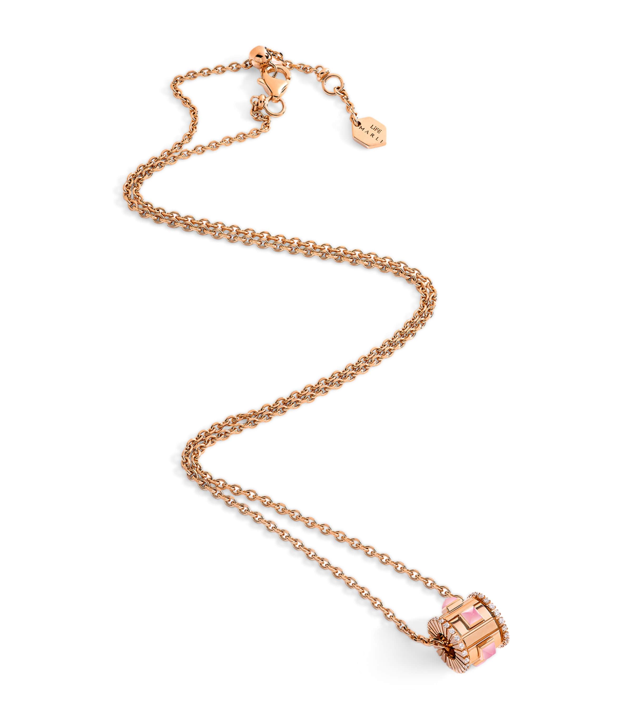 Marli New York Rose Gold, Diamond And Quartzite Life Necklace In Rose Gold