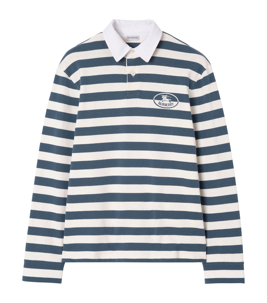 Burberry Mens Cotton Rugby Shirt Nickel Bluecotton W Image 1