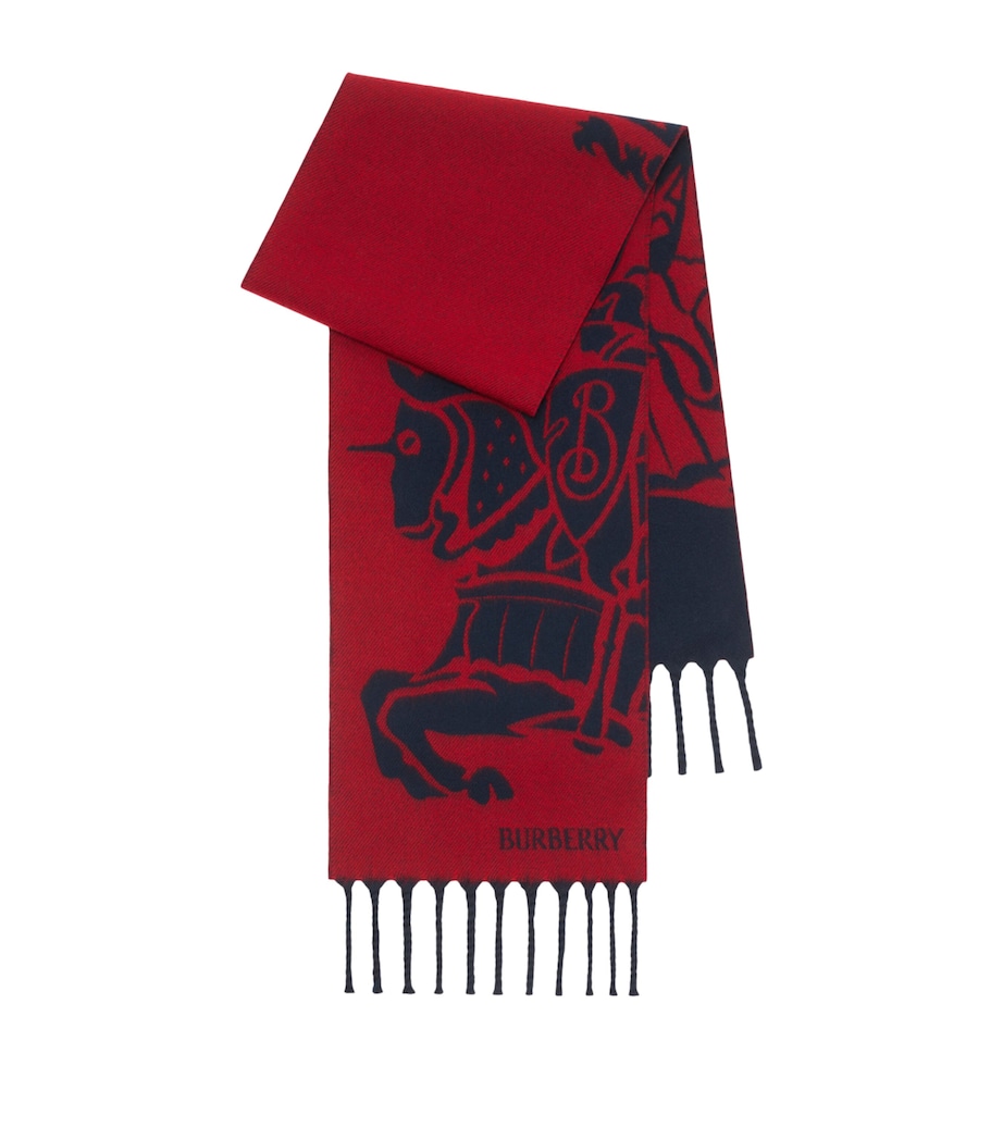 Wool Reversible EKD Tassel Scarf NAVY Image 1