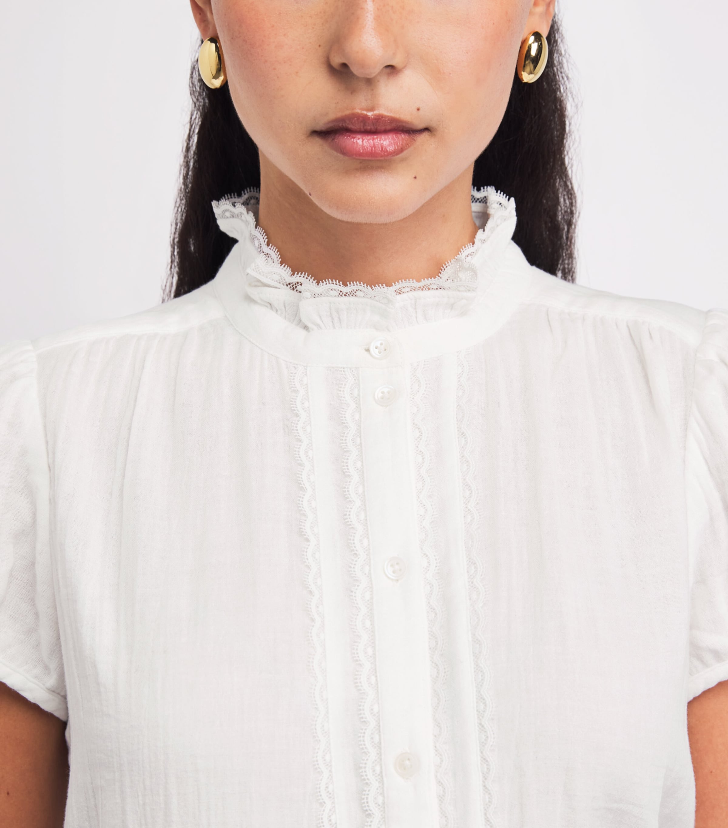 ME+EM Womens Cotton Cheesecloth Blouse Soft White Image 3