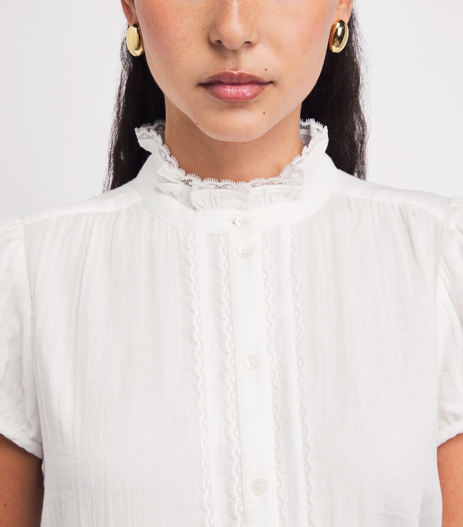 ME+EM Womens Cotton Cheesecloth Blouse Soft White Image 3
