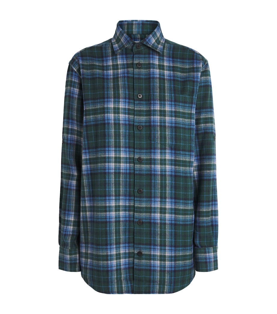 Cotton Check Oversized Shirt BLUE/GREEN PLAID Image 1