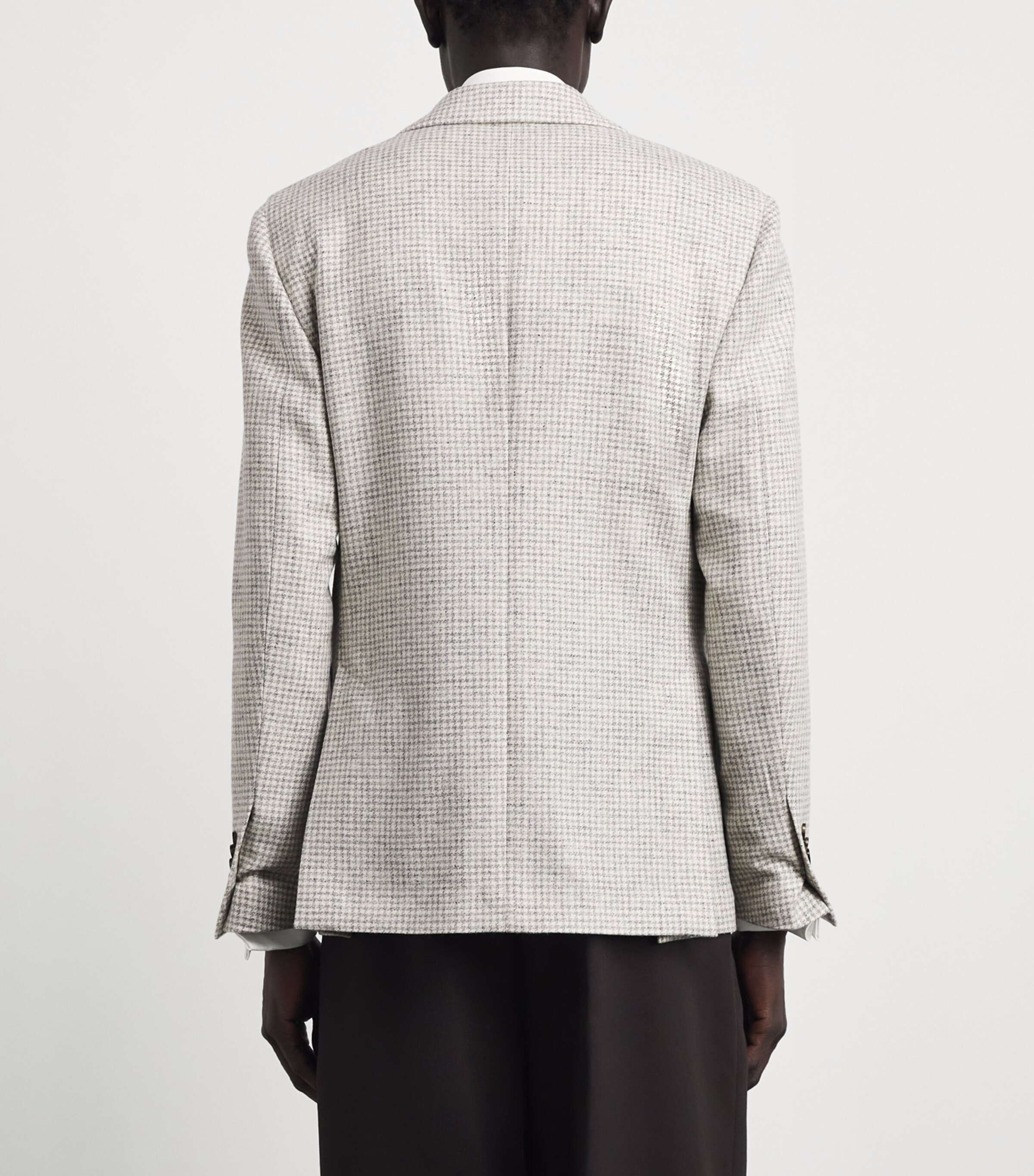 Lardini Mens Wool-Cashmere Check Blazer Pdp Grey/white Image 5