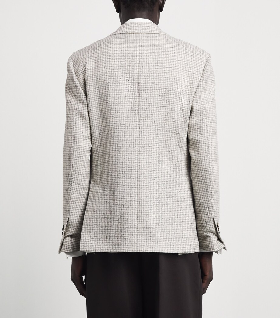 Lardini Mens Wool-Cashmere Check Blazer Pdp Grey/white Image 5