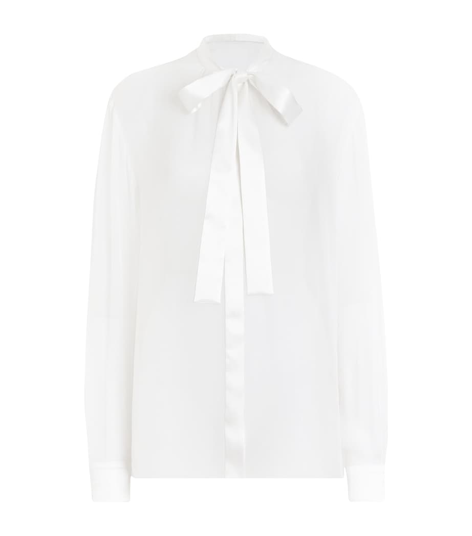 Silk Bow-Detail Blouse W0800-OPTICAL WHITE Image 1