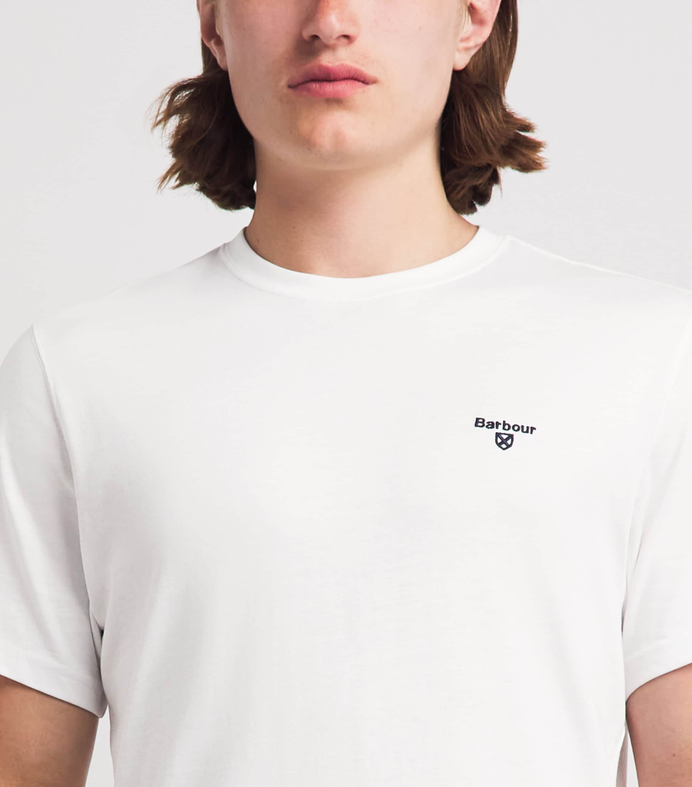 Barbour Mens Cotton Essential Sports T-Shirt White Image 3