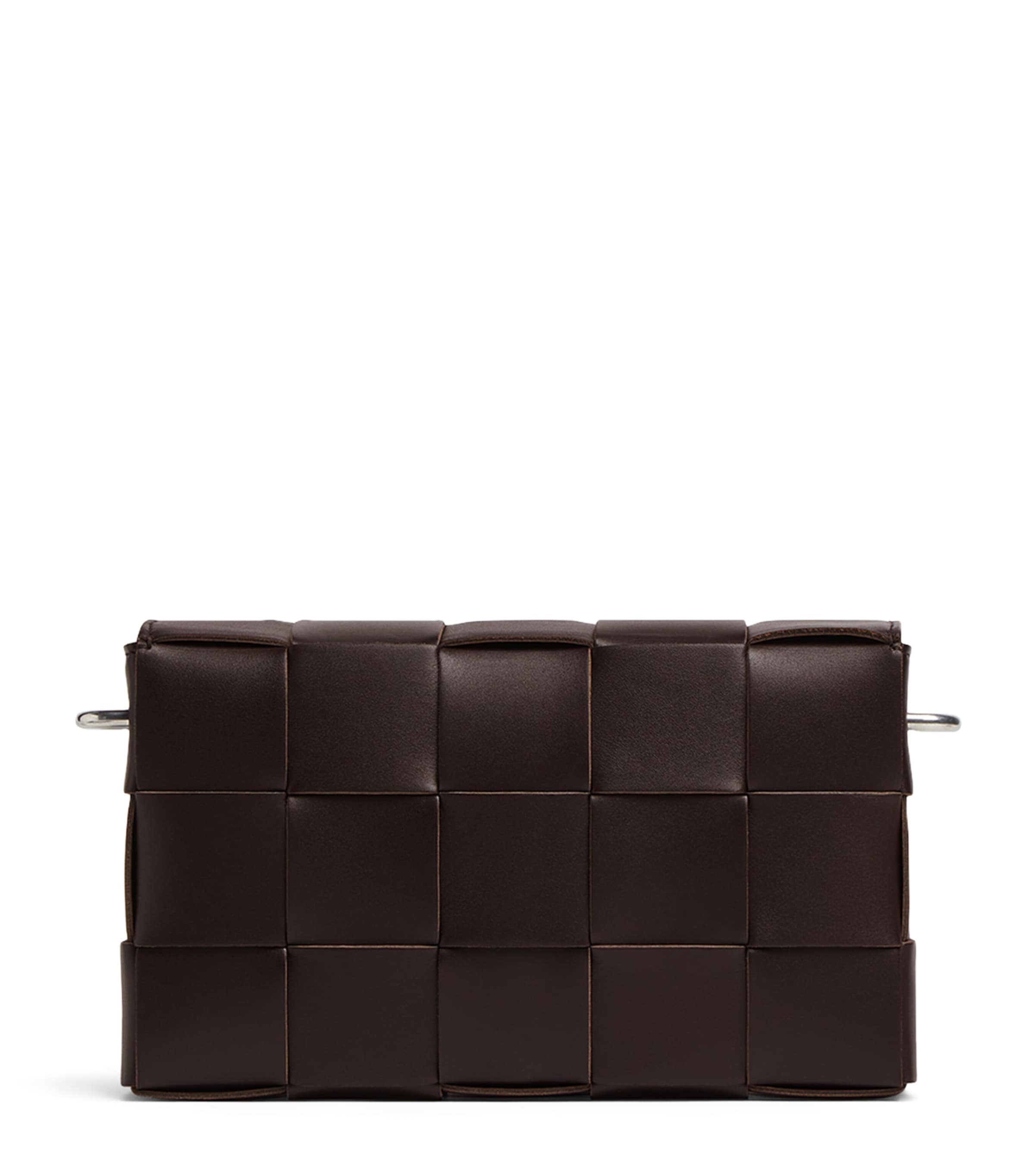 Bottega Veneta Leather Intreccio Cassette Cross-body Bag In Brown